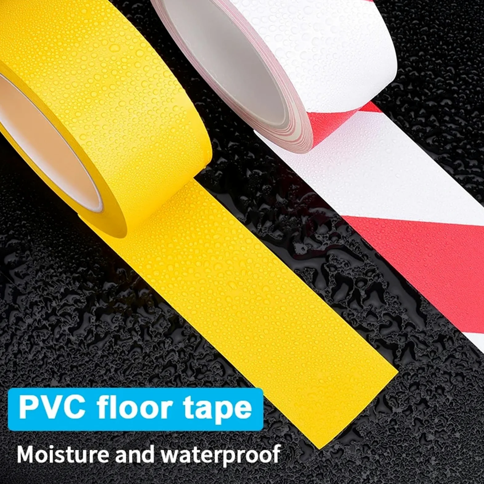 Taśma ostrzegawcza żółta, Zestaw 2 wielokolorowych taśm ostrzegawczych z PVC do stopni podłogowych sali gimnastycznej w wielu rozmiarach(White,17M-0.15MM-20MM)
