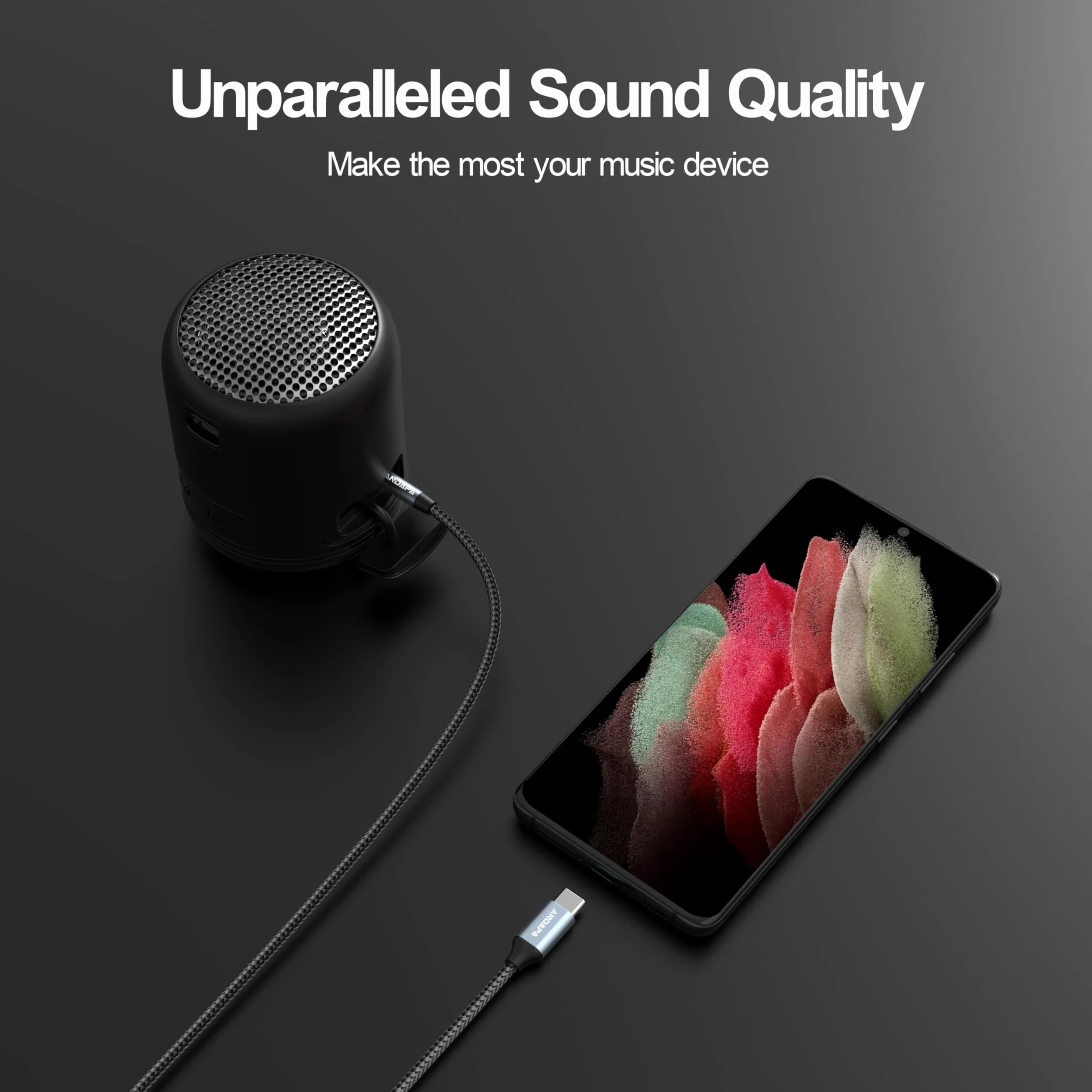 ANDAPA Kabel Audio Aux USB-C na 3,5 mm 1 m Kompatybilny z iPhone 15 Pro Max Plus Samsung S24 S23 S22 S21 Pixel 4 5 XL iPad Pro