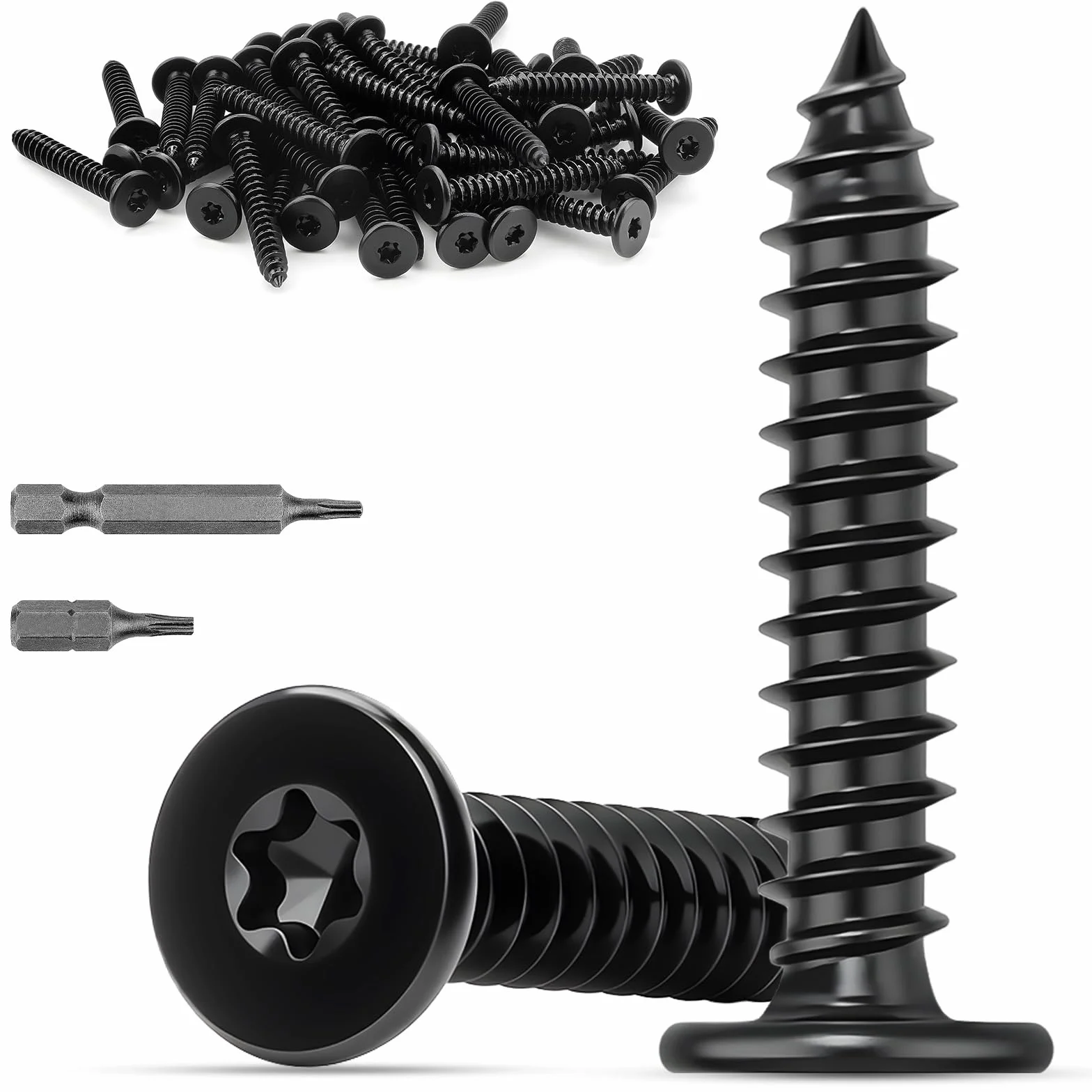 Mbsomnus 120 sztuk wkrętów Torx M3 x 20 mm, wkręty do drewna, stal nierdzewna, 304, wkręty samogwintujące, Torx, czarne, płaskie, do drewna, stali nierdzewnej, do szaf, stołów, mebli, 120 sztuk