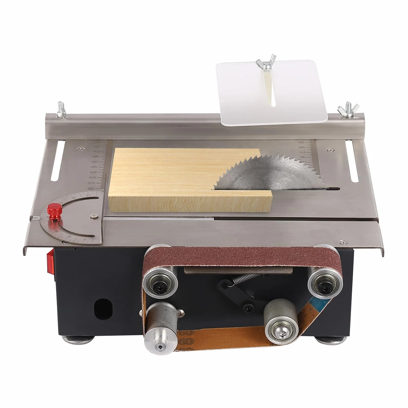 Mini piła stołowa 200 W 7 prędkości regulowana piła stołowa 10000 r/min przenośne piły stołowe regulowany kąt 0-90°, głębokość cięcia 33 mm, do cięcia drewna, tworzywa sztucznego