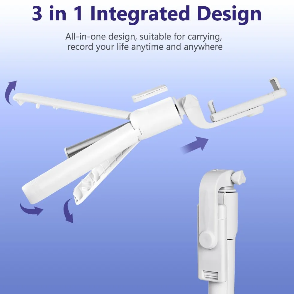 flintronic Statyw do selfie, stabilny statyw z bezprzewodowym pilotem Bluetooth, 67 cm wysuwany przenośny aluminiowy kij do selfie kompatybilny z iOS i Android, aparatami