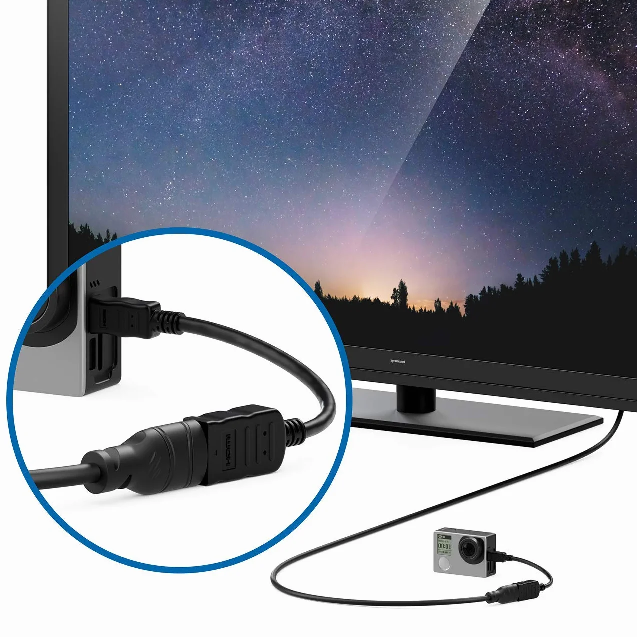 deleyCON 10cm Micro HDMI Adapter Kabel Portsaver Micro-HDMI Wtyk na Gniazdo HDMI 4K UHD 2160p