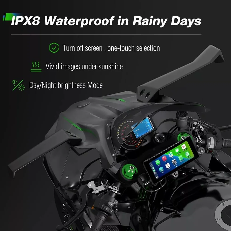 Motocykl 6,86-calowy przenośny ekran Bluetooth nawigacja GPS IP68 wodoodporny bezprzewodowy odtwarzacz Carplay Android Auto MP5