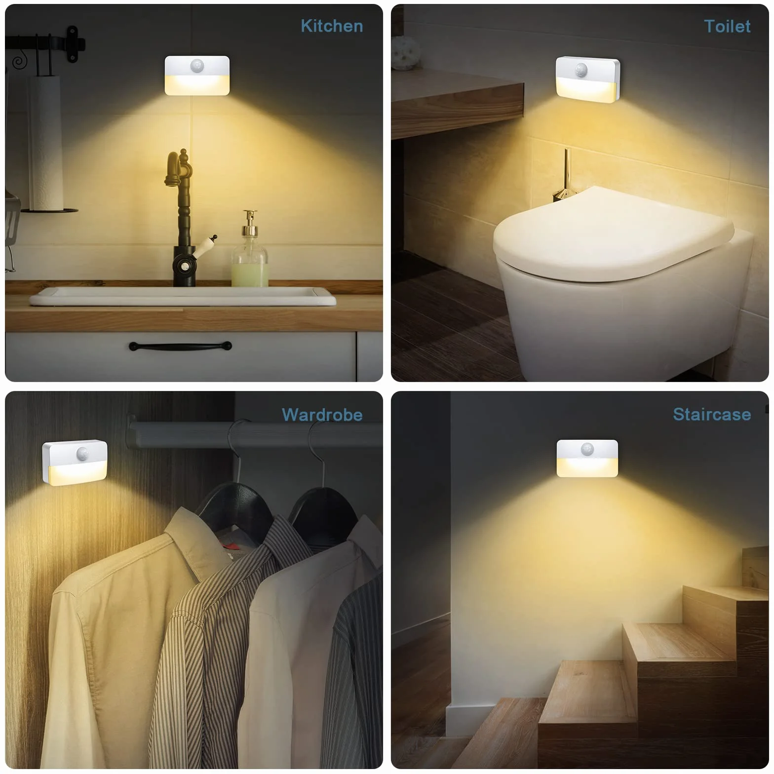 Lampka nocna LED z czujnikiem ruchu, na baterie, lampka nocna dla niemowląt, automatyczne włączanie/wyłączanie, idealna do sypialni, pokoju dziecięcego, schodów