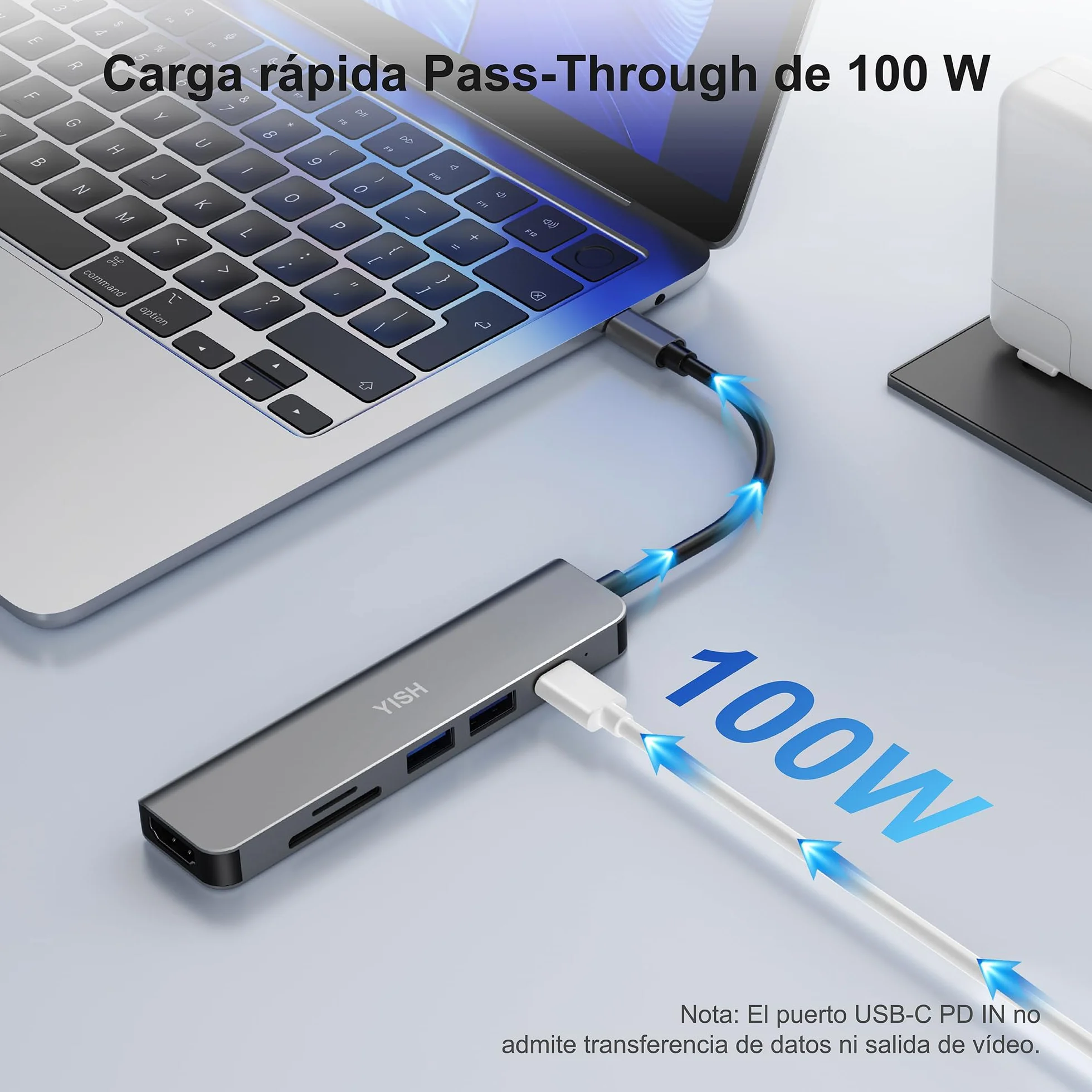 YISH Hub USB C 6 w 1 stacja dokująca koncentrator USB 3.0 PD100W 4K HDMI 2 x USB A czytnik kart SD/TF