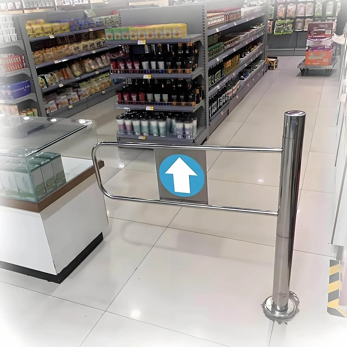 Automatyczne drzwi antywłamaniowe – brama skrzydłowa dla pieszych idealna do supermarketów, magazynów i bibliotek, 1-kierunkowa konstrukcja do obszarów o dużym natężeniu ruchu