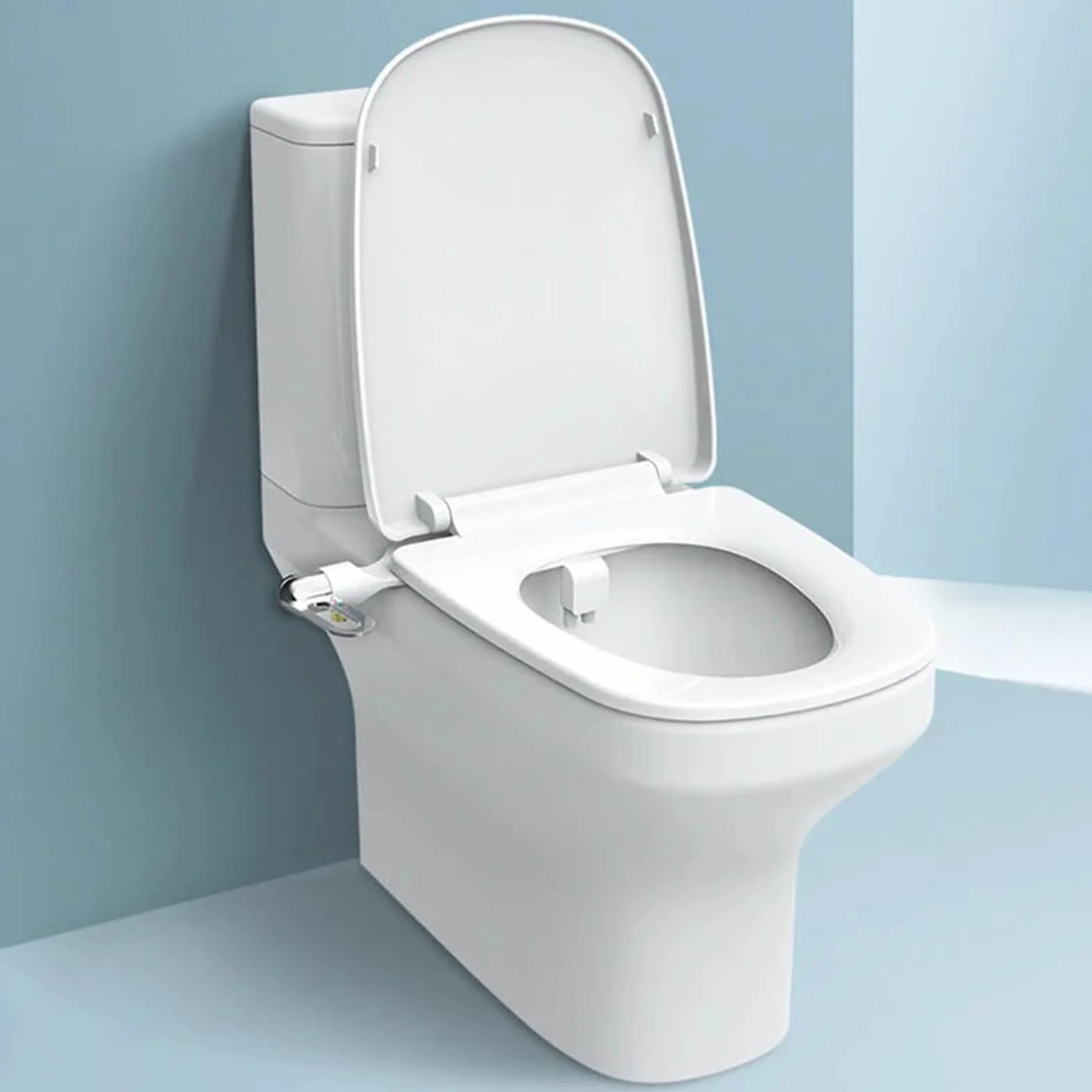 Nak?adka bidet – nieelektryczna nak?adka toalet? z samoczyszcz?cymi si? podwójnymi dyszami z regulowanym ci?nieniem, deska sedesowa, prysznic WC, bia?a