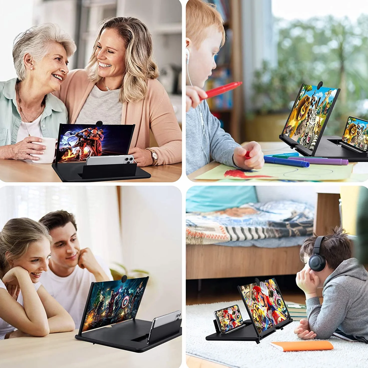 Lupa do telefonu komórkowego 3D HD, powiększenie ekranu telefonu komórkowego, używana w telefonach komórkowych do powiększenia ekranu, aby poprawić efekty filmowe, wideo i gry. Urodziny (14 cali,