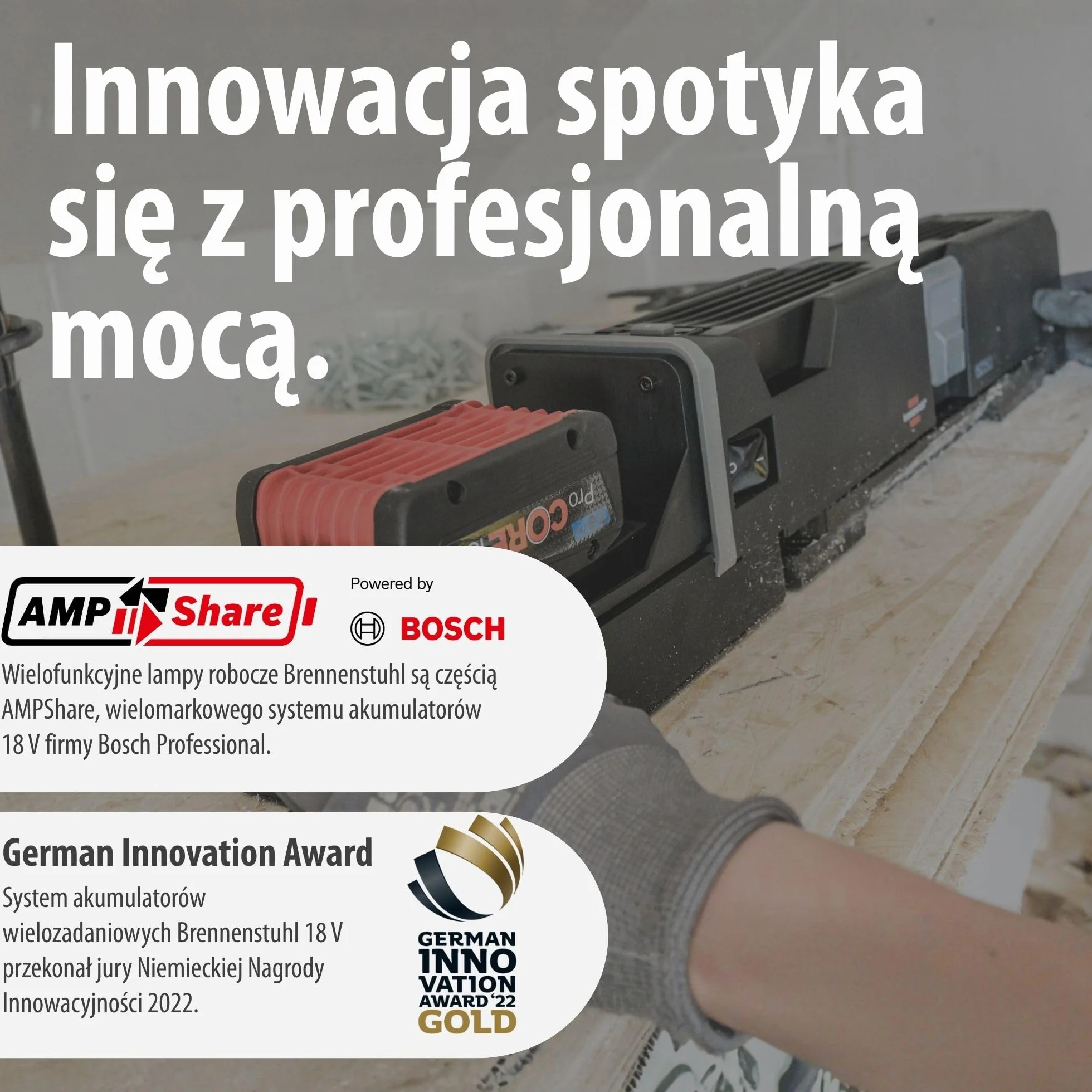 Brennenstuhl Multi Battery LED Akku Teleskopowa lampa robocza 6050 MA (7700lm, IP54, kompatybilny z akumulatorami 18V od 10 różnych producentów, bez baterii, Engineered in Germany)