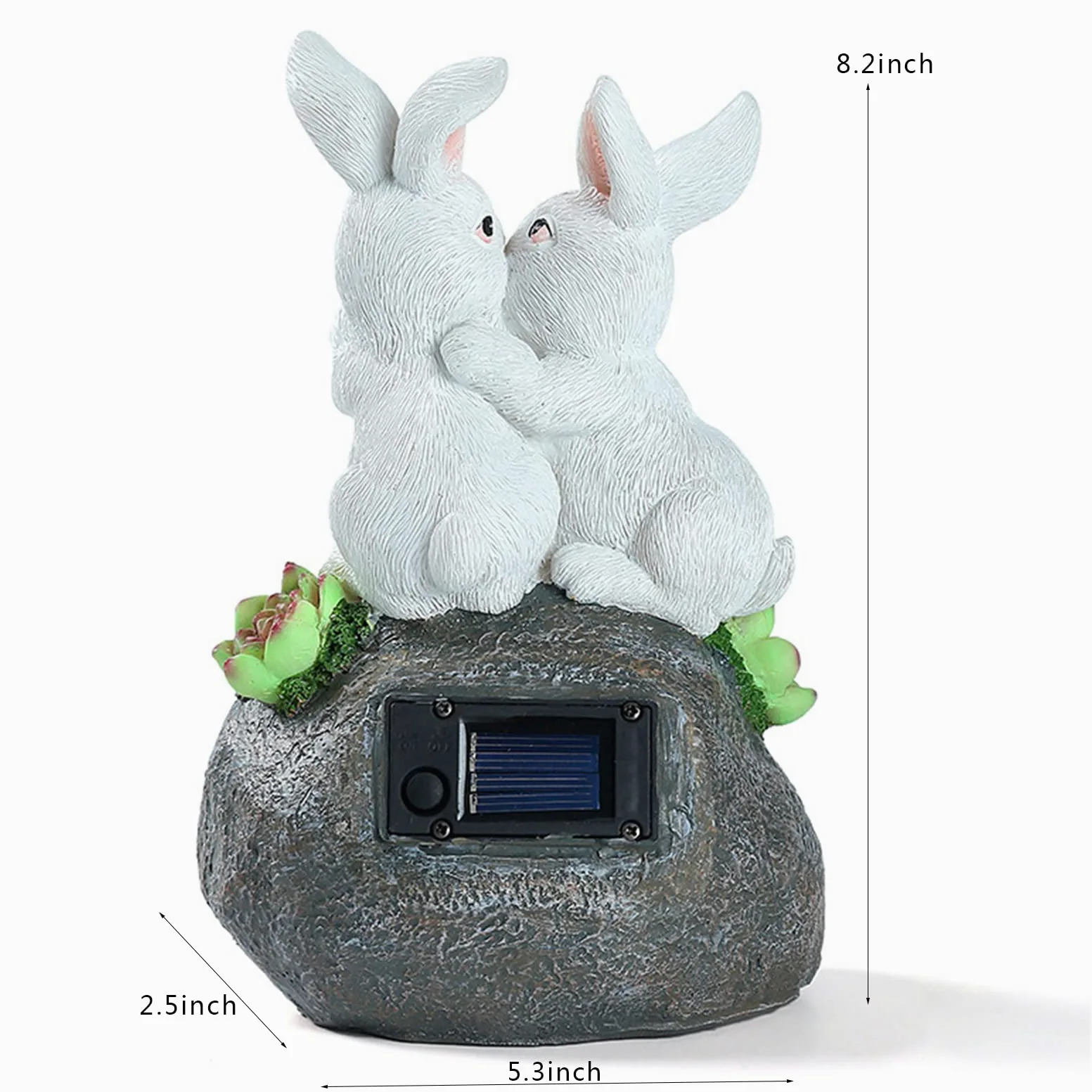 Zewnętrzna lampa solarna przytulająca figura królika, ozdoba ogrodowa lub tarasowa LED ze światłami zasilanymi energią słoneczną, solarne lampy ogrodowe, ozdoby ze zwierzętami LED, dekoracja prezent