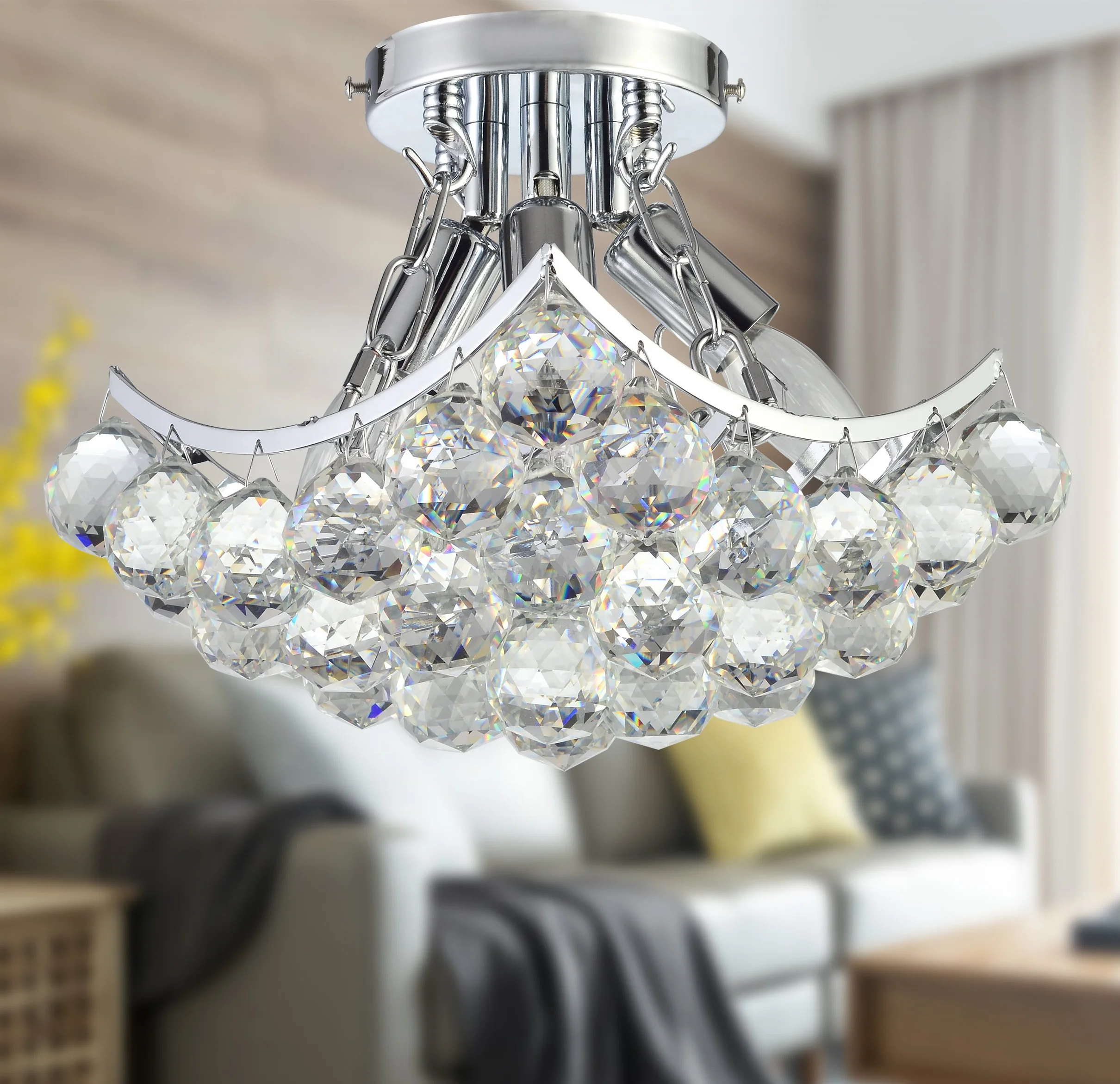 Saint Mossi Nowoczesny kryształowy żyrandol Oświetlenie sufitowe LED Oprawa sufitowa Oprawa wisząca do jadalni Łazienka Sypialnia Salon 4 E14 23 x 23 x 23 cm