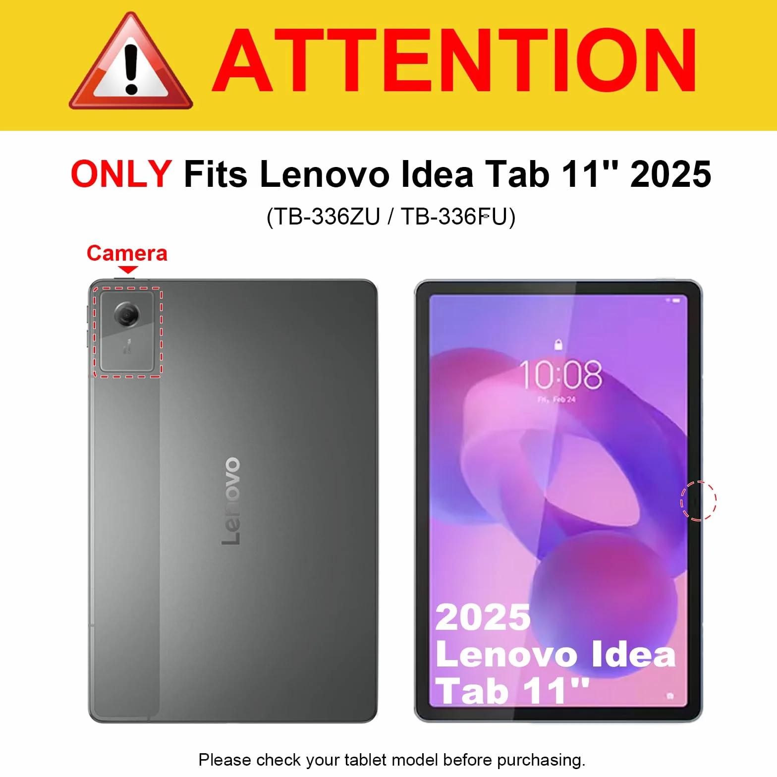 Fintie Etui ochronne na Lenovo Idea Tab 11 cali 2025 TB-336ZU TB-336FU, Slim TPU Folio z uchwytem na rysik, czarne