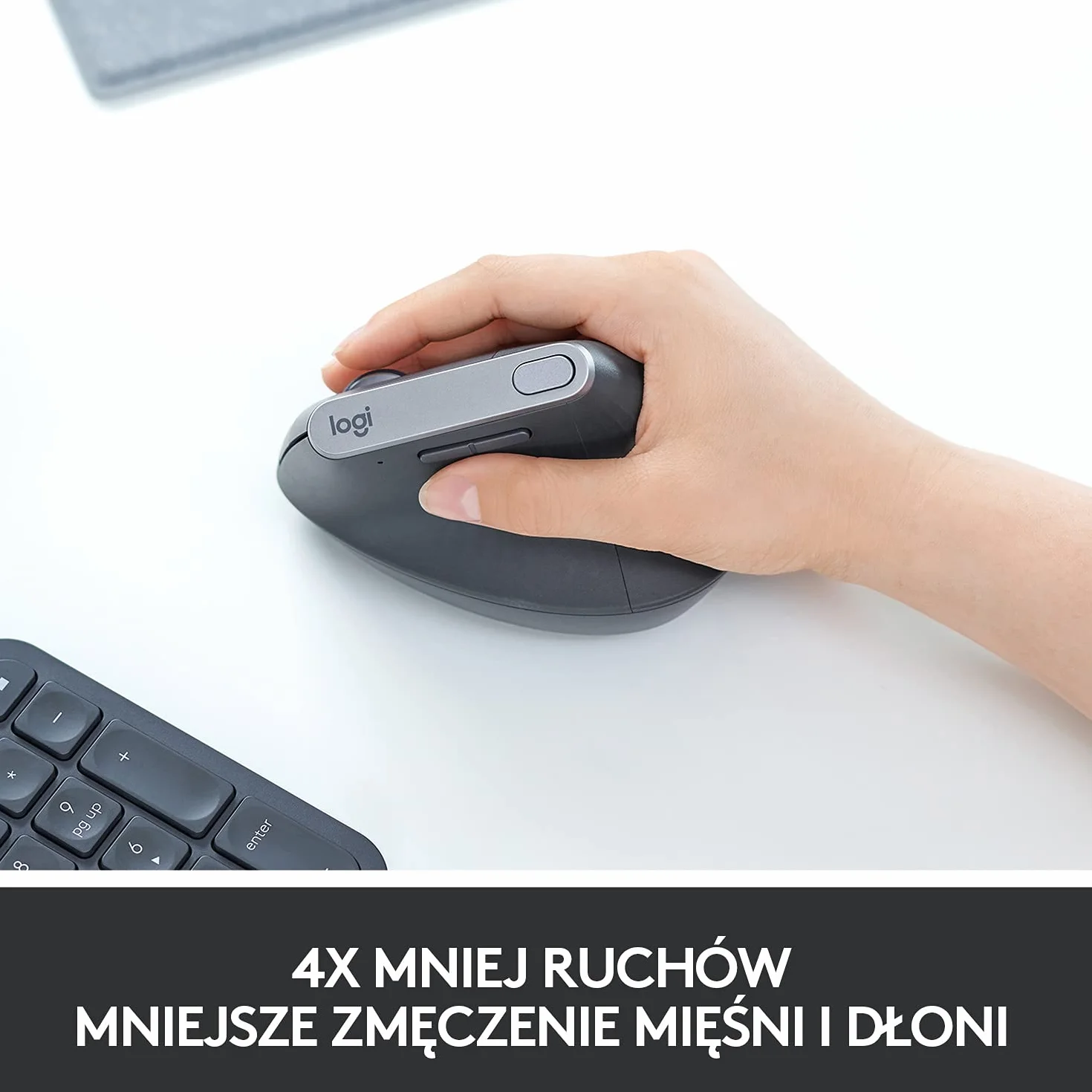 Logitech MX Vertical Ergonomiczna mysz dla wielu urządzeń, bezprzewodowa Bluetooth lub 2,4 GHz z USB Unifying, optyczne śledzenie 4K DPI, 4 przyciski, szybkie ładowanie, PC/Mac/iPad - Czarny