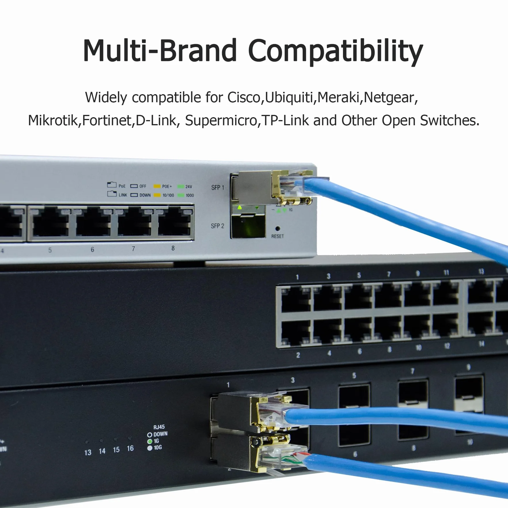 SFP+ nadajnik RJ45 10GBase-T 1.25/2.5/10G do Cisco Ubiquiti MikroTik 30 m