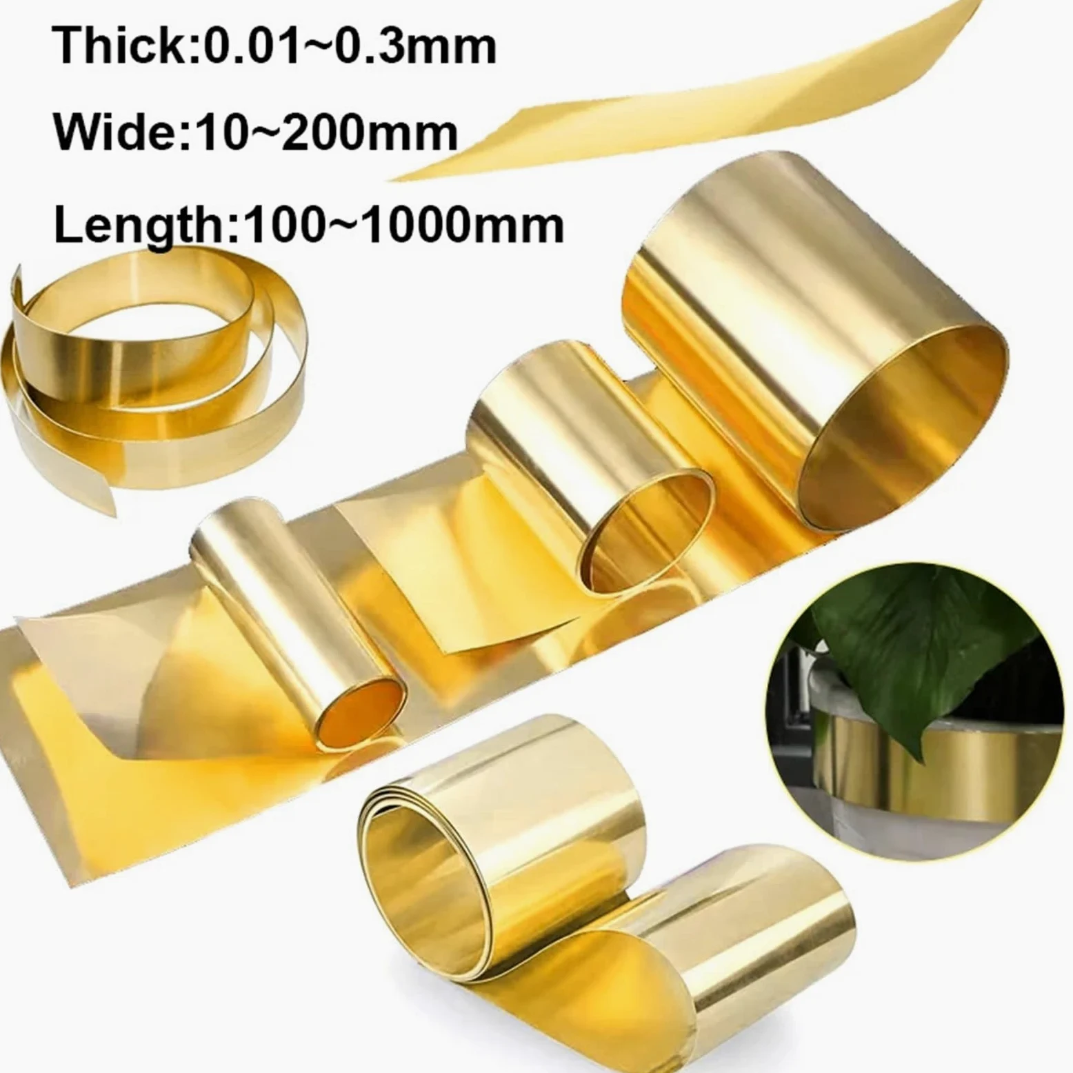 Cienka taśma z mosiądzu Grubość rolki blachy mosiężnej 0,01-0,3 mm Szerokość 10-200 Długość 100-1000(0.3x200x1000mm)
