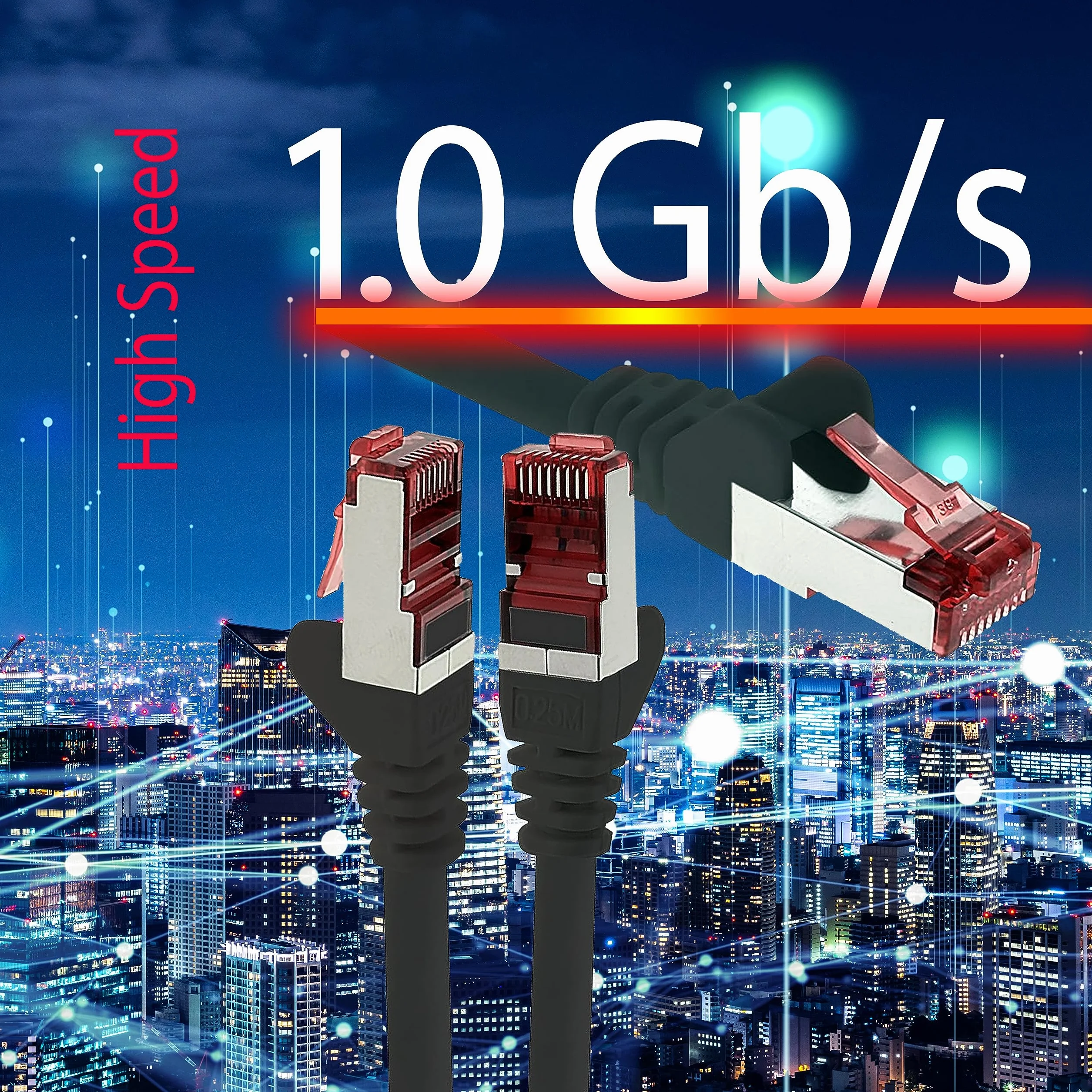 Cat6 Kabel Sieciowy Sftp 5 x 0,25 m Czerwony 1000 Mbit/s