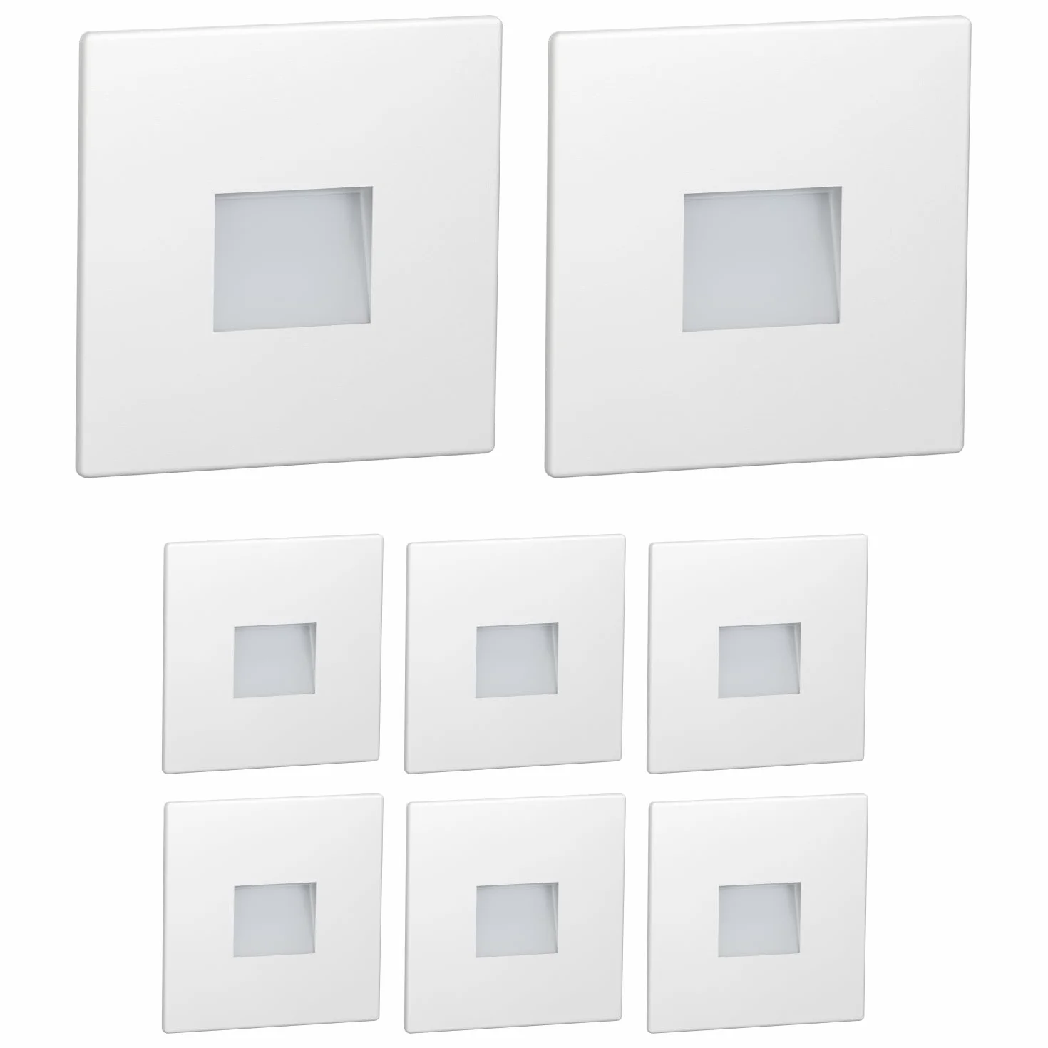 ledscom.de Lampa schodowa LED wpuszczana ścienna FOW downlight kątowa 85 x 85 mm chłodna biel
