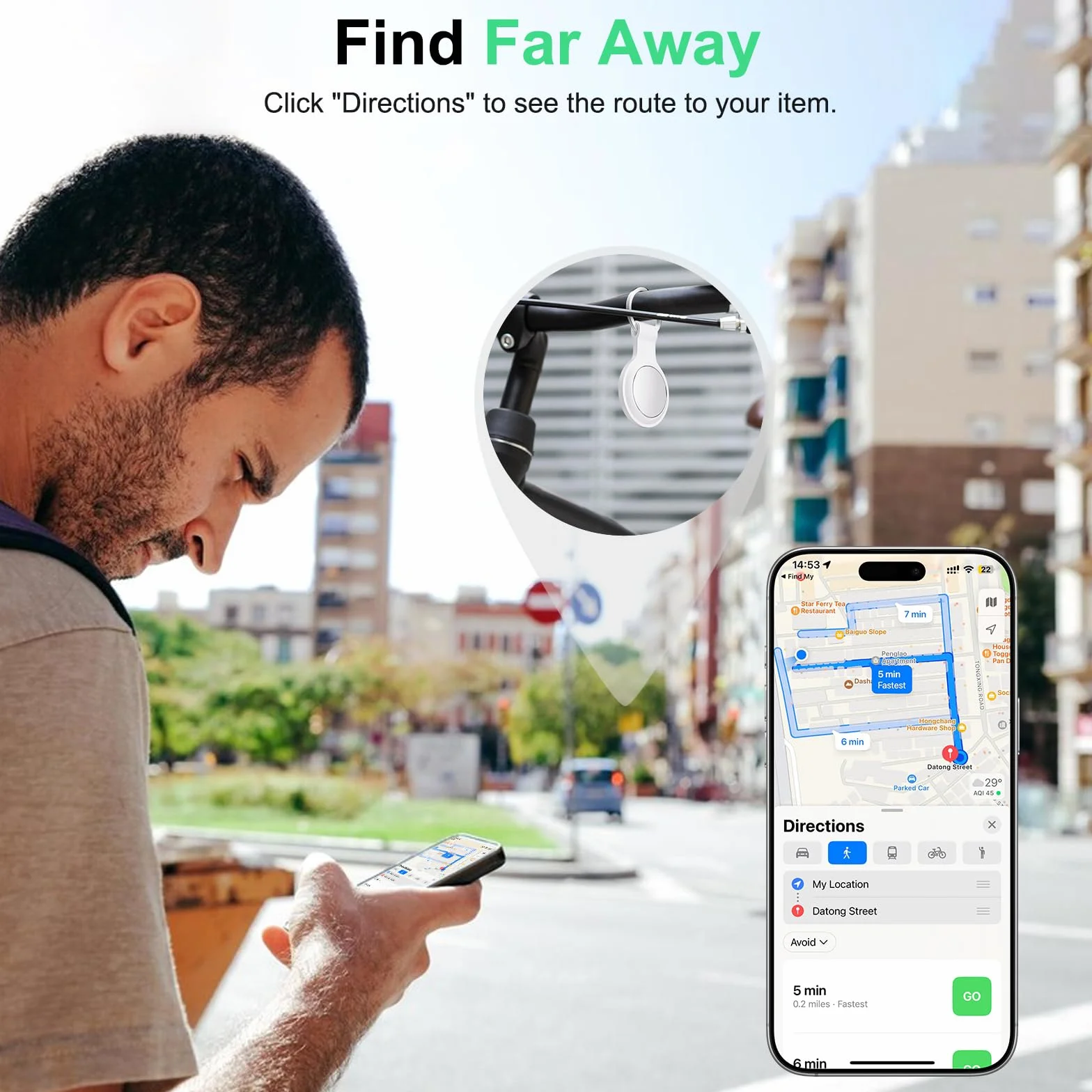 Smart Air Tracker Tag kompatybilny z Apple Where is? (tylko iOS), Smarttag Key finder do kluczy, roweru, portfela, walizki, psów, kotów (Biały, 4-Pack)