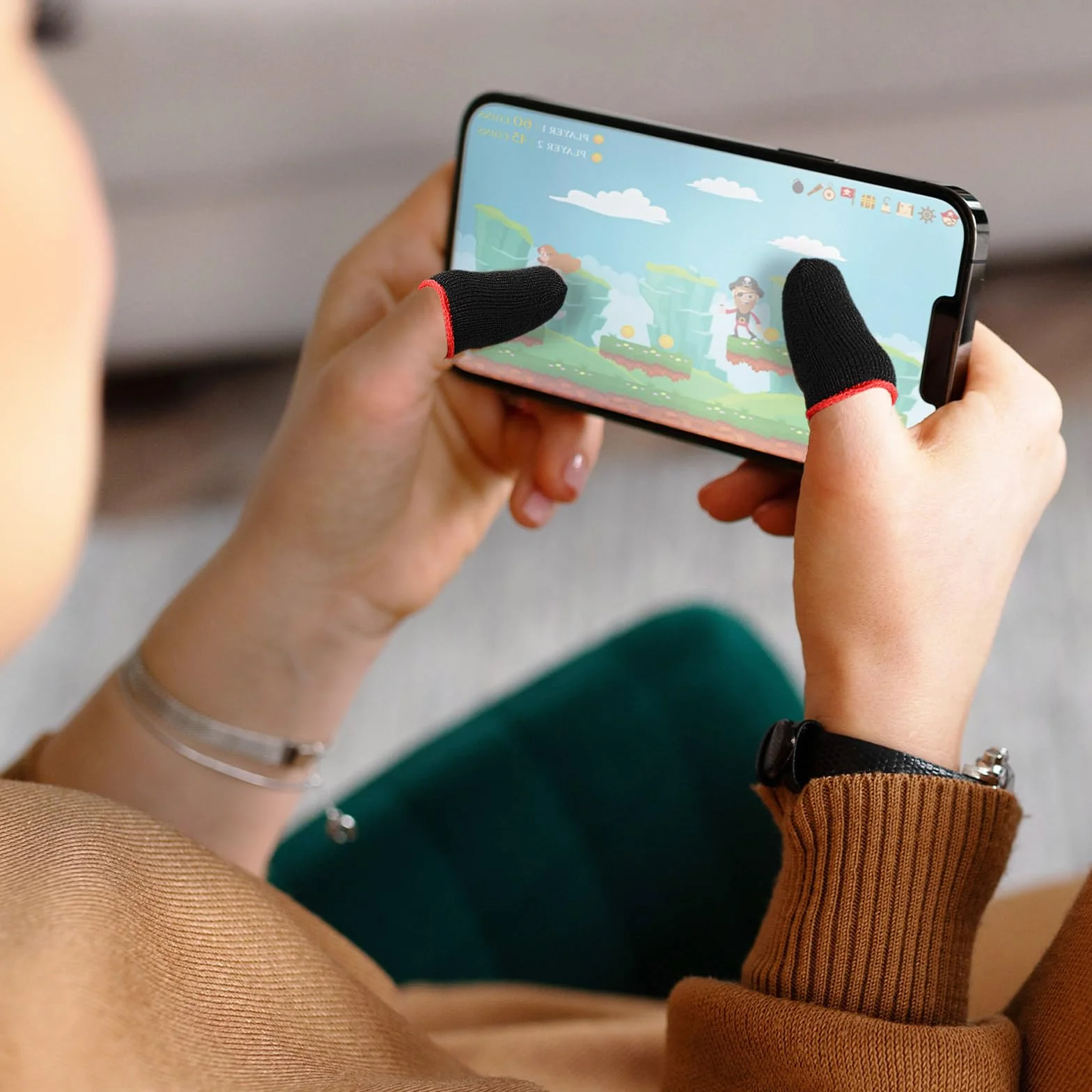 YUXIANLB 10 szt. etui na palce do gier na telefon komórkowy, przeciwpotowy kontroler do gier, rękaw na kciuk, nadprzewodzące rękawy z nanowłókien, oddychające pokrowce na palce, rękawiczki do gier do