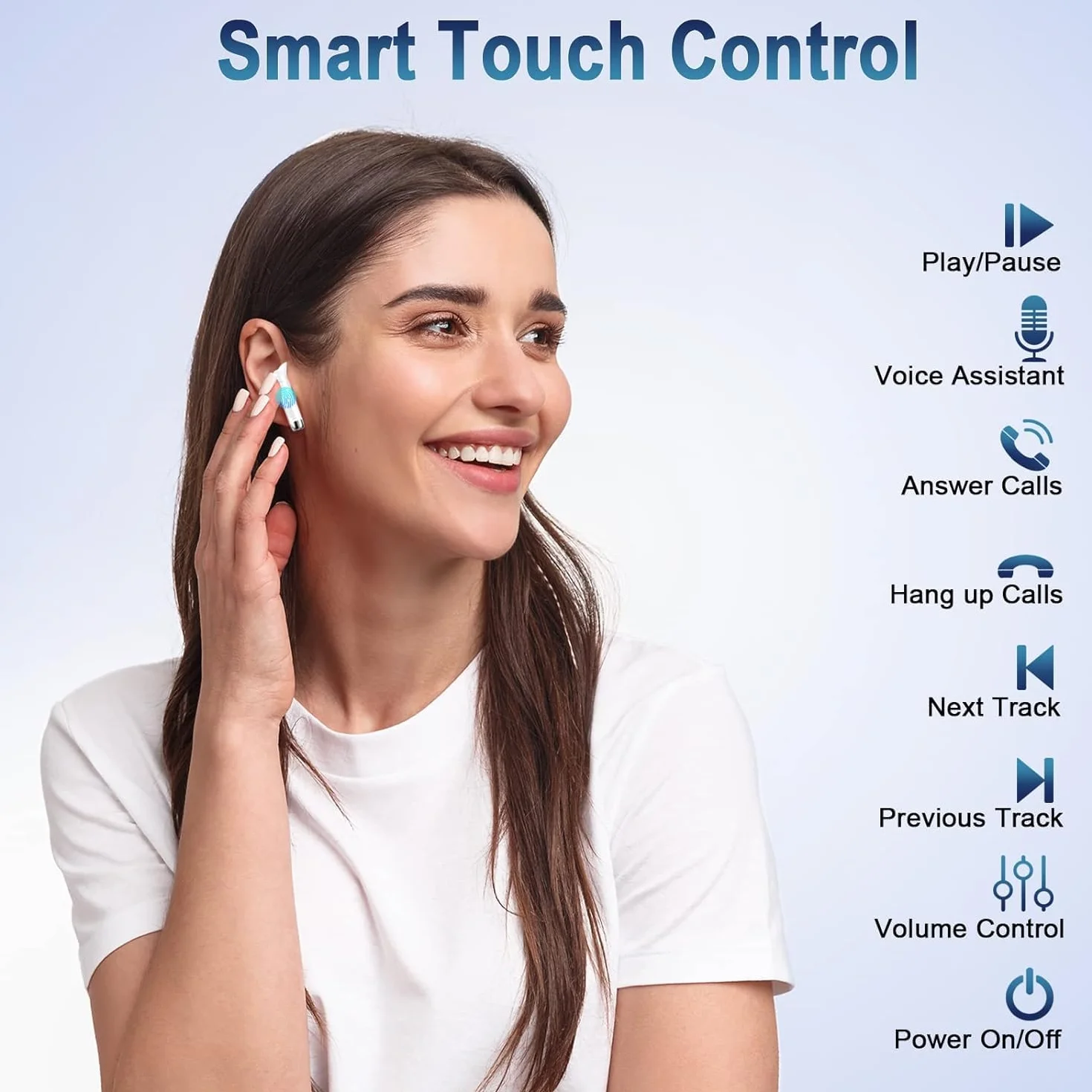 Słuchawki bezprzewodowe Bluetooth 5.3 douszne z ENC, 48h, wyświetlacz LED