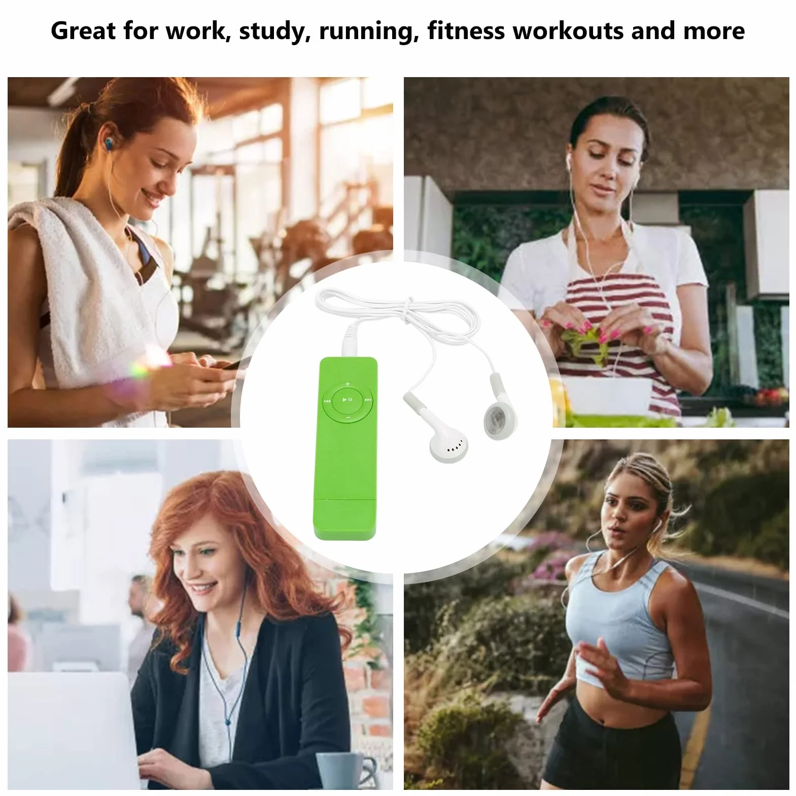 Mini Odtwarzacz Muzyczny, Przenośny Bezstratny HIFI MP3 ze Słuchawkami, 180mAh Student Obsługa Karty Pamięci 64G, do Pracy Studyjnej Sportowej (Zielony)