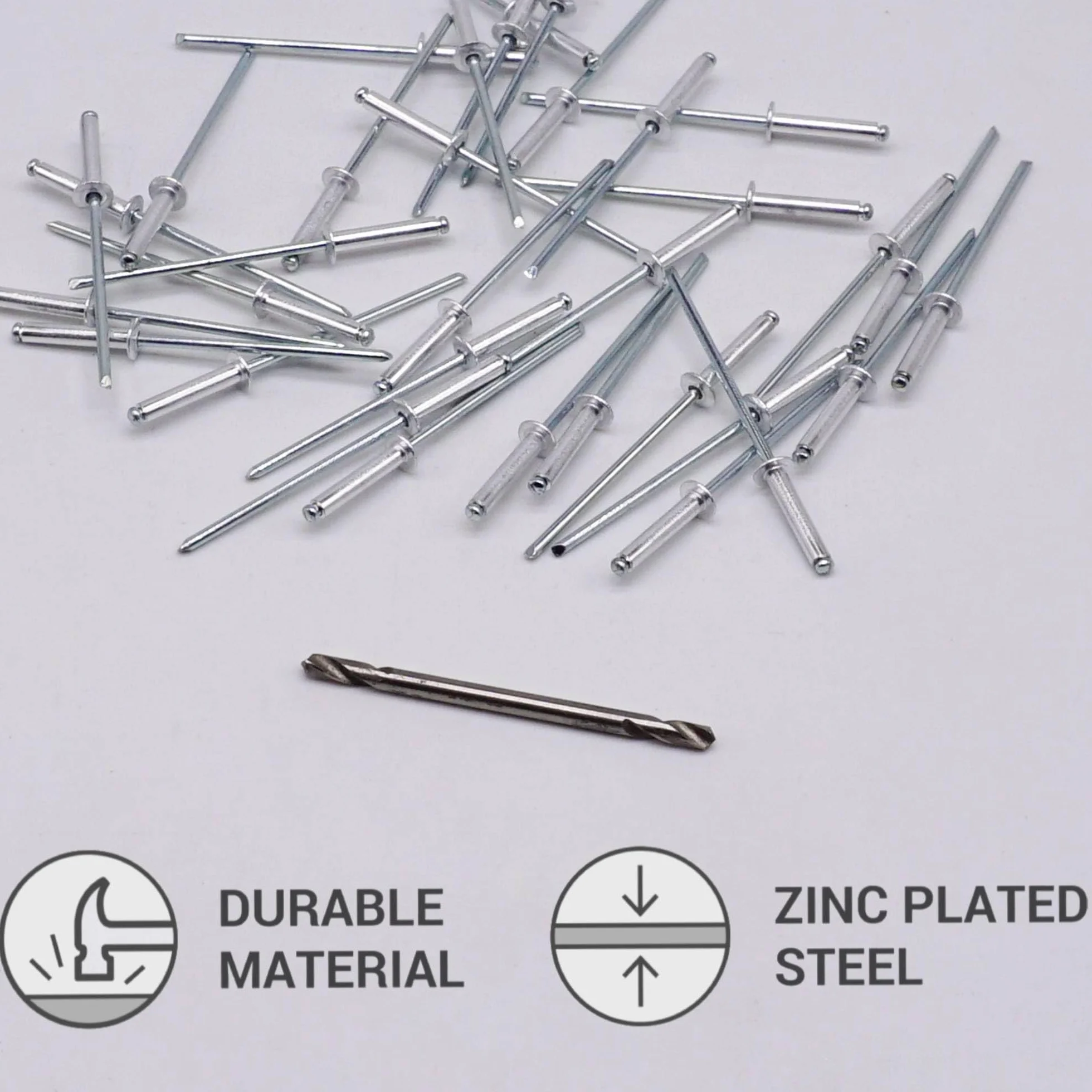 SKIR'CO (150 szt.) nity zrywalne 2,4 x 12 mm, aluminiowe nity zrywalne, DIN 7337, głowica kopułkowa, trzpień stalowy, nity pop