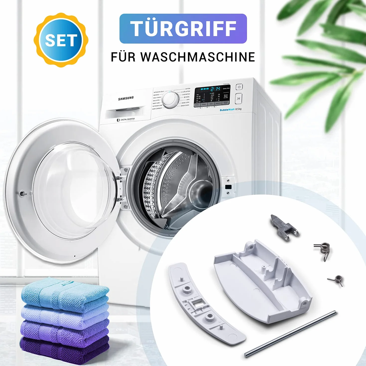 VIOKS Uchwyt drzwiowy/klamka drzwiowa zamiennik do AEG Electrolux kompletny do pralki 405508700/3, 4055087003 uchwyt / uchwyt okienny/zestaw uchwytów z nosem zamykającym do pralek AEG