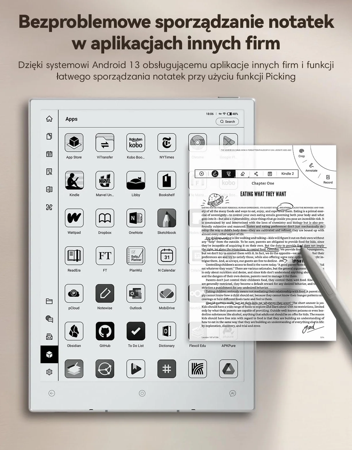 VIWOODS Ulepszony Zestaw z AiPaper Mini, Stylusem Pro i 5 Końcówkami, 8,2’’ AI Tablet z E-Ink z Regulowanym Światłem, 292 PPI Elektroniczny Notatnik z Piórem, Przenośny 230 g, 128 GB Pamięci