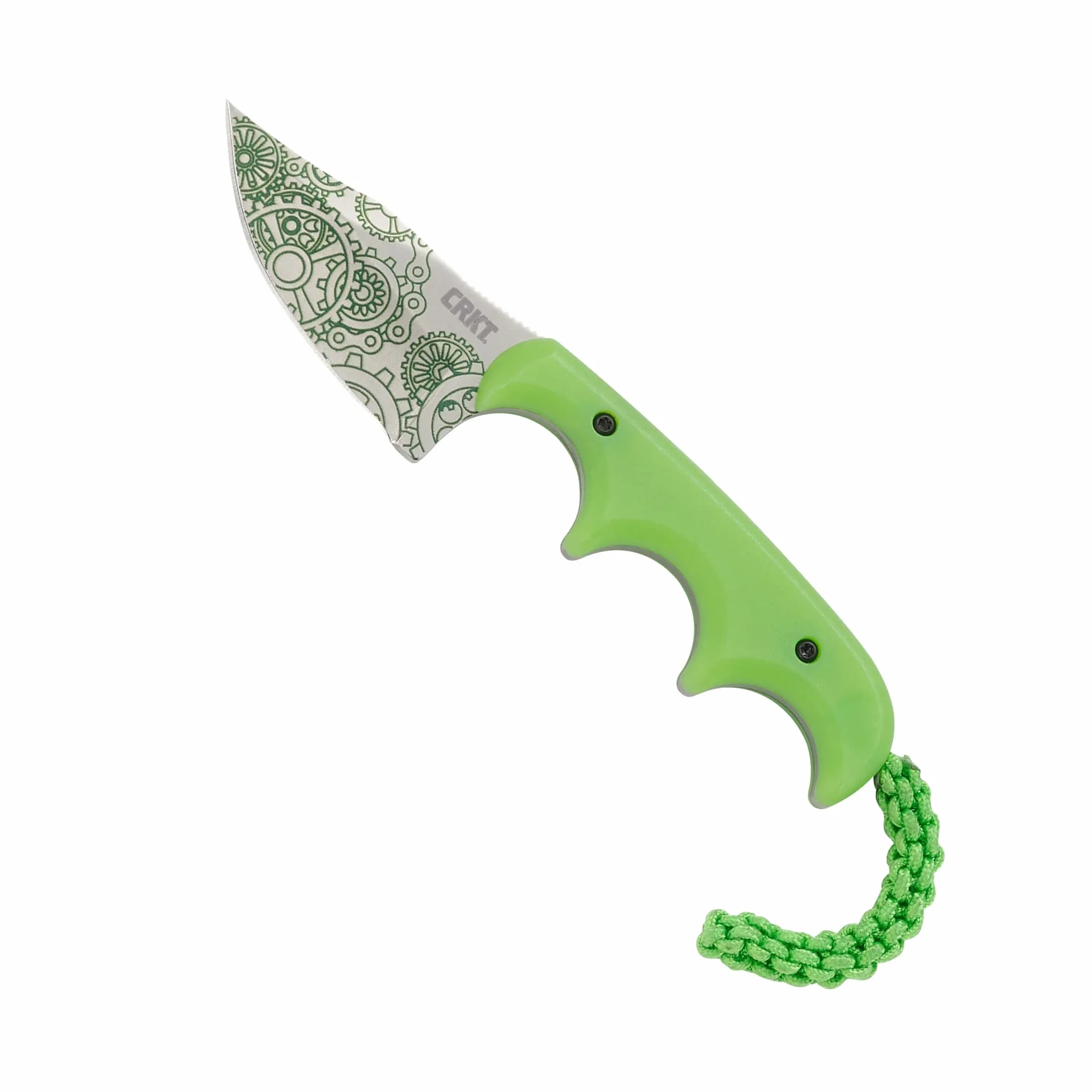 CRKT Minimalist Bowie EDC Knife: Compact Fixed Blade with Satin Finish, Resin Infused Fiber Handle, Glow-in-the-Dark Sheath