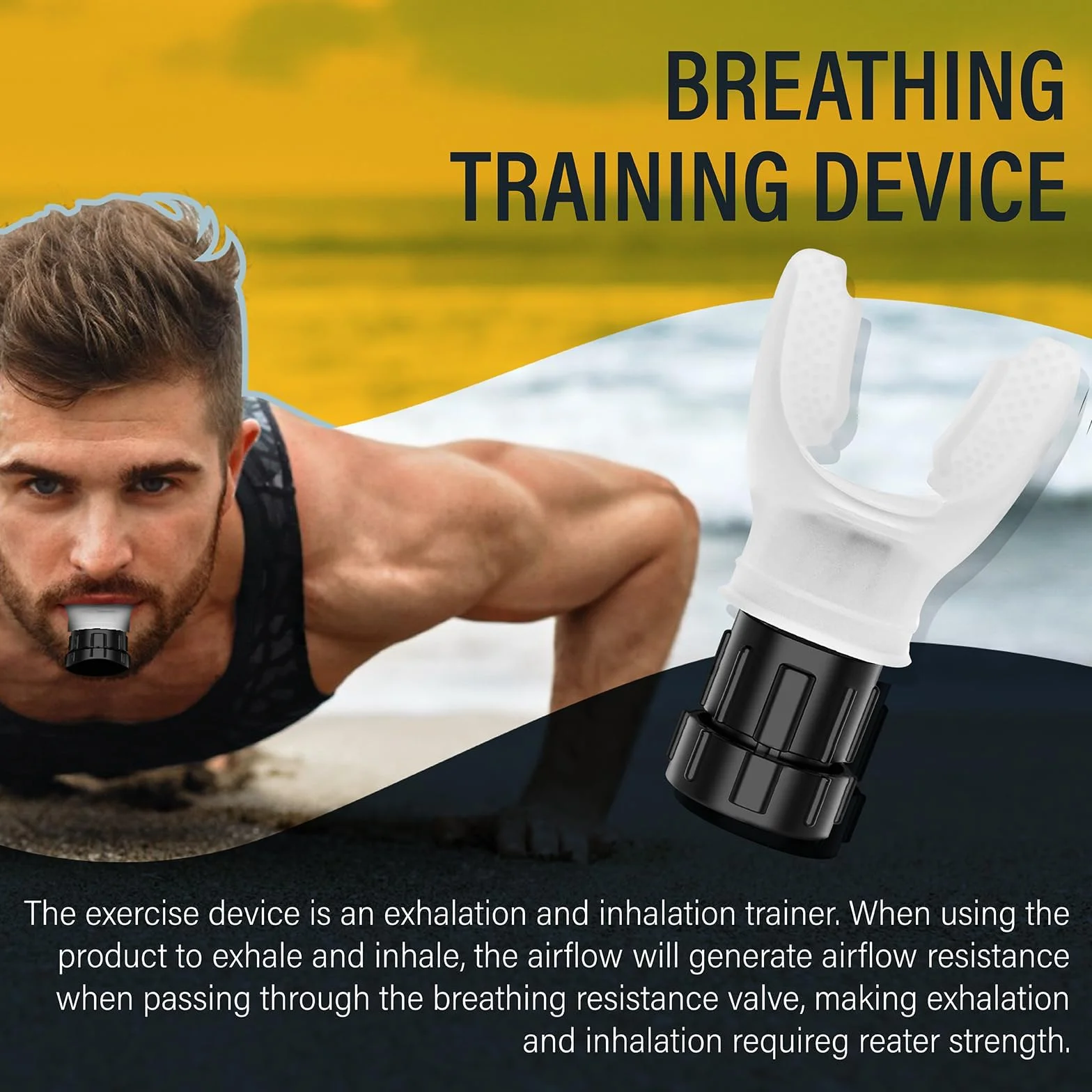 Oxyfit trener płuc | trener oddechowy z regulowanymi opornikami do treningu płuc i niedotlenienia | trening mięśni oddechowych | regulowany opór (czarny)
