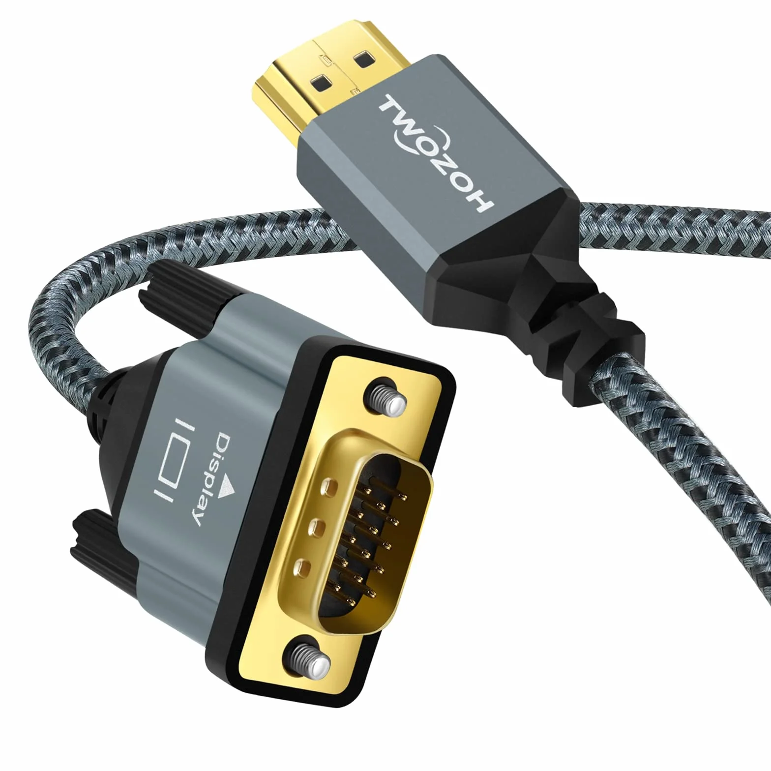 Twozoh Kabel HDMI do VGA 1M. Powłoka ze stopu aluminium Nylonowa pleciona i pozłacana obsługa 1080P/60HZ