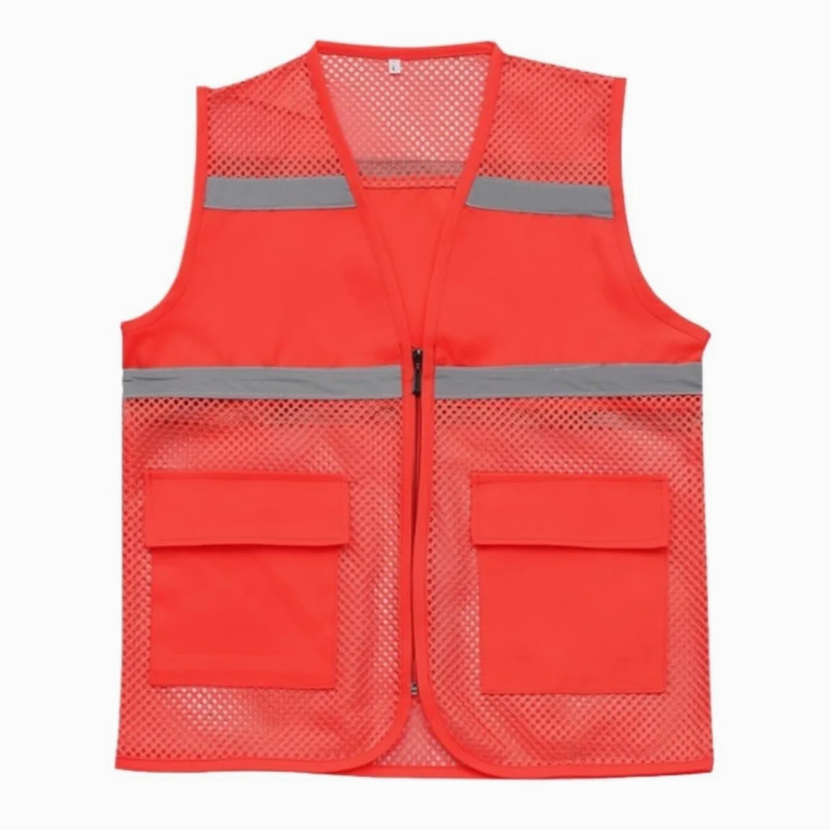 Kamizelka Wysoka Widoczność Kamizelka Odblaskowa Siateczkowa Kamizelka Zapinana Na Zamek, Jednolita Kamizelka Odblaskowa Do Biegania Z Kieszeniami Kamizelka Ostrzegawcza(Rot,3XL)