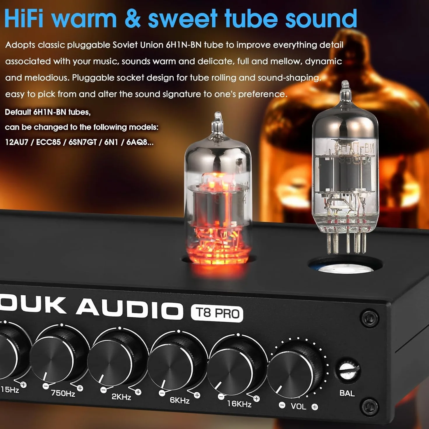 Douk Audio Equalizer do rur próżniowych HiFi 7-pasmowy EQ przedwzmacniacz XLR T8 PRO