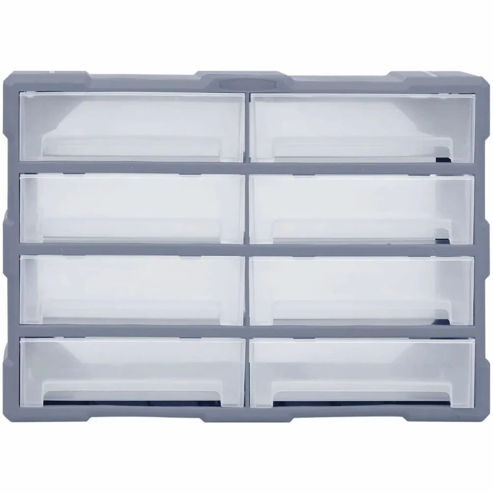 Wielofunkcyjny organizer do szuflad z 8 dużymi szufladami, 52 x 16 x 37 cm, tworzywo sztuczne PP do przechowywania narzędzi, skrzynka asortymentowa do warsztatu, garażu, piwnicy, wytrzymały i