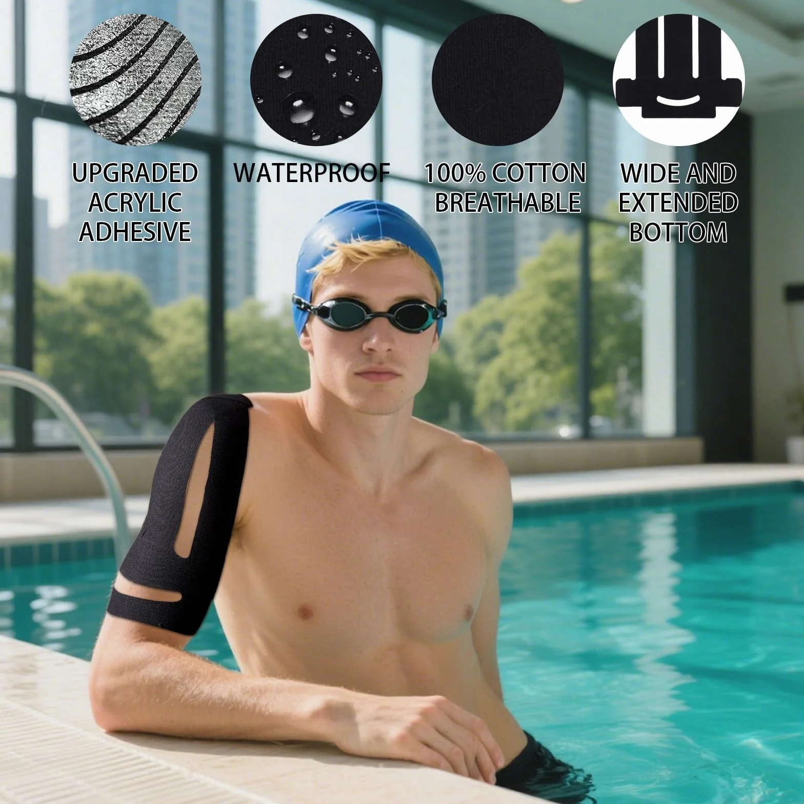 10szt Taśmy Kinezjologicznej na Bark, 24x22cm Wodoodporna Taśma na Mięśnie Barku Zapewniająca Elastyczne Wsparcie Sportowe i Relaksację Mięśni