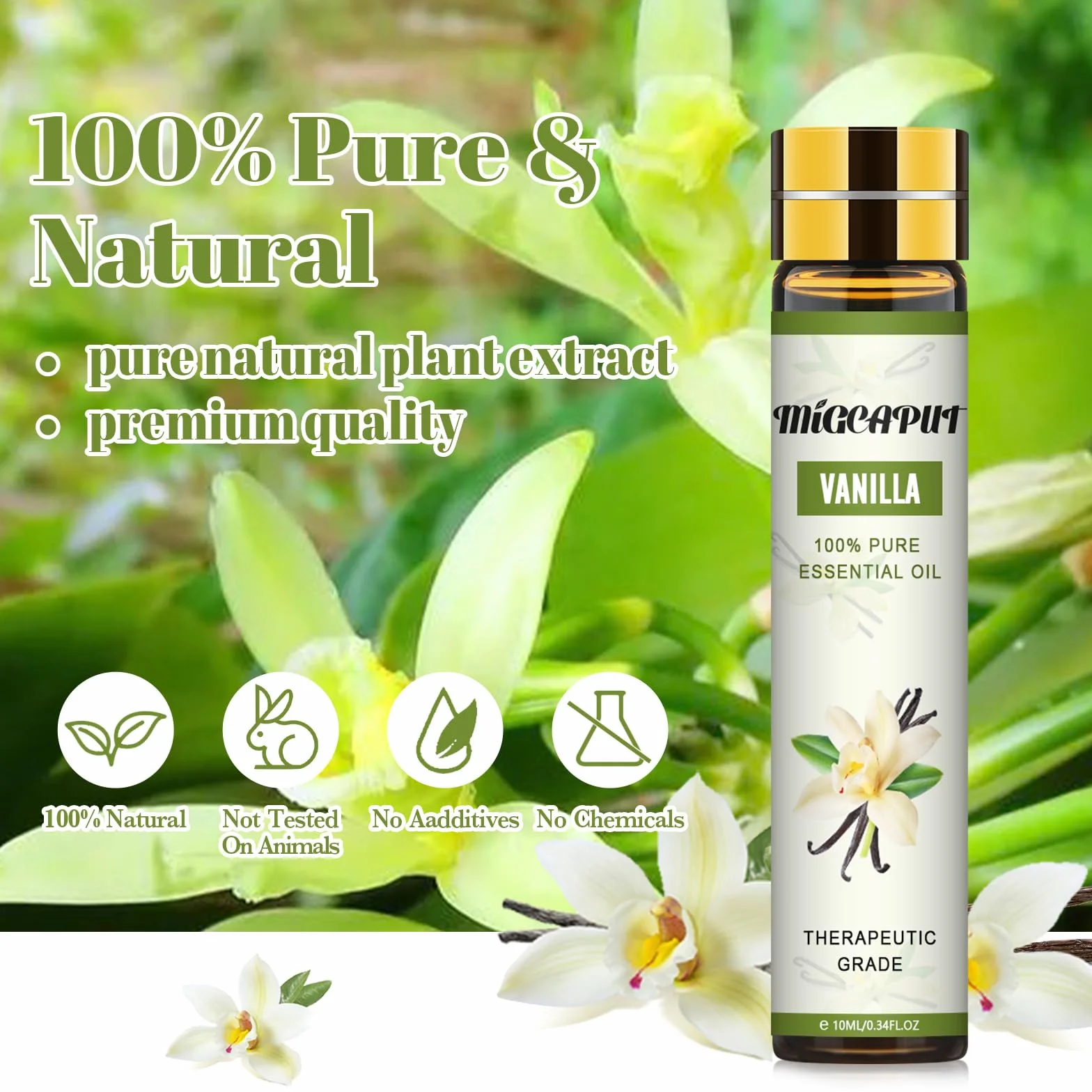 MIGCAPUT Zestaw Olejków Eterycznych Waniliowy 2 x 10ML, 100% Naturalne Olejki do Aromaterapii, Olejek Waniliowy Klasy Terapeutycznej do Dyfuzora Nawilżacza, SPA, Masażu, Snu, Mydła