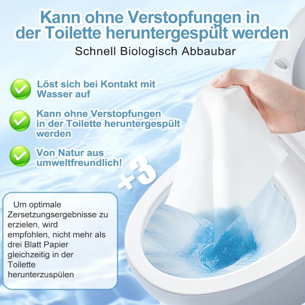 50 sztuk chusteczek odświeżających, wilgotny papier toaletowy, rozmiar podróżny, chusteczki odświeżające do twarzy i rąk, wilgotny papier toaletowy, biodegradowalny, do domu, biura, na zewnątrz