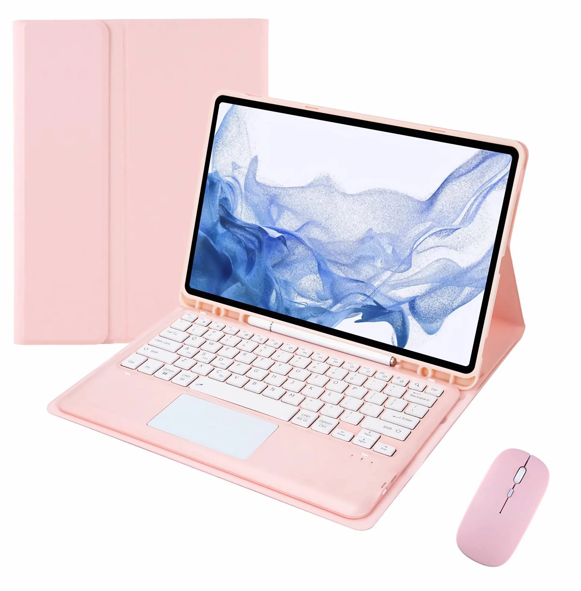 Etui Klawiatura Samsung Galaxy Tab S8 Ultra 14.6 X900/X906 Bezprzewodowa z Touchpadem i Uchwytem na S Pen, Różowy