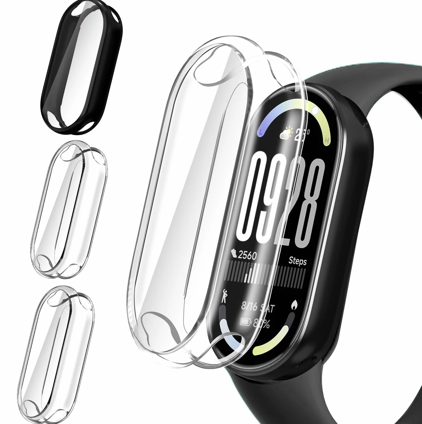 iVoler 3-pak etui ochronne TPU do Xiaomi Smart Band 10, odporne na wstrząsy i zarysowania, 2 przezroczyste + 1 czarne