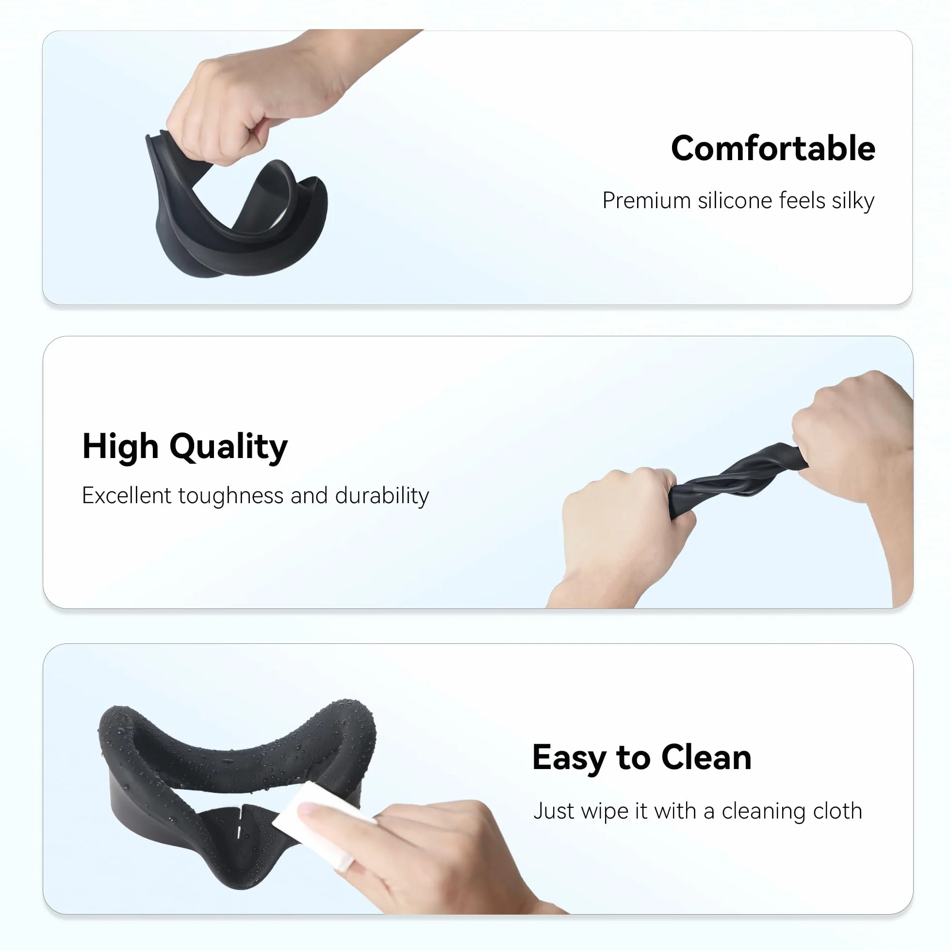 AMVR Silikonowe etui na twarz do Meta Oculus Quest 3S czarne