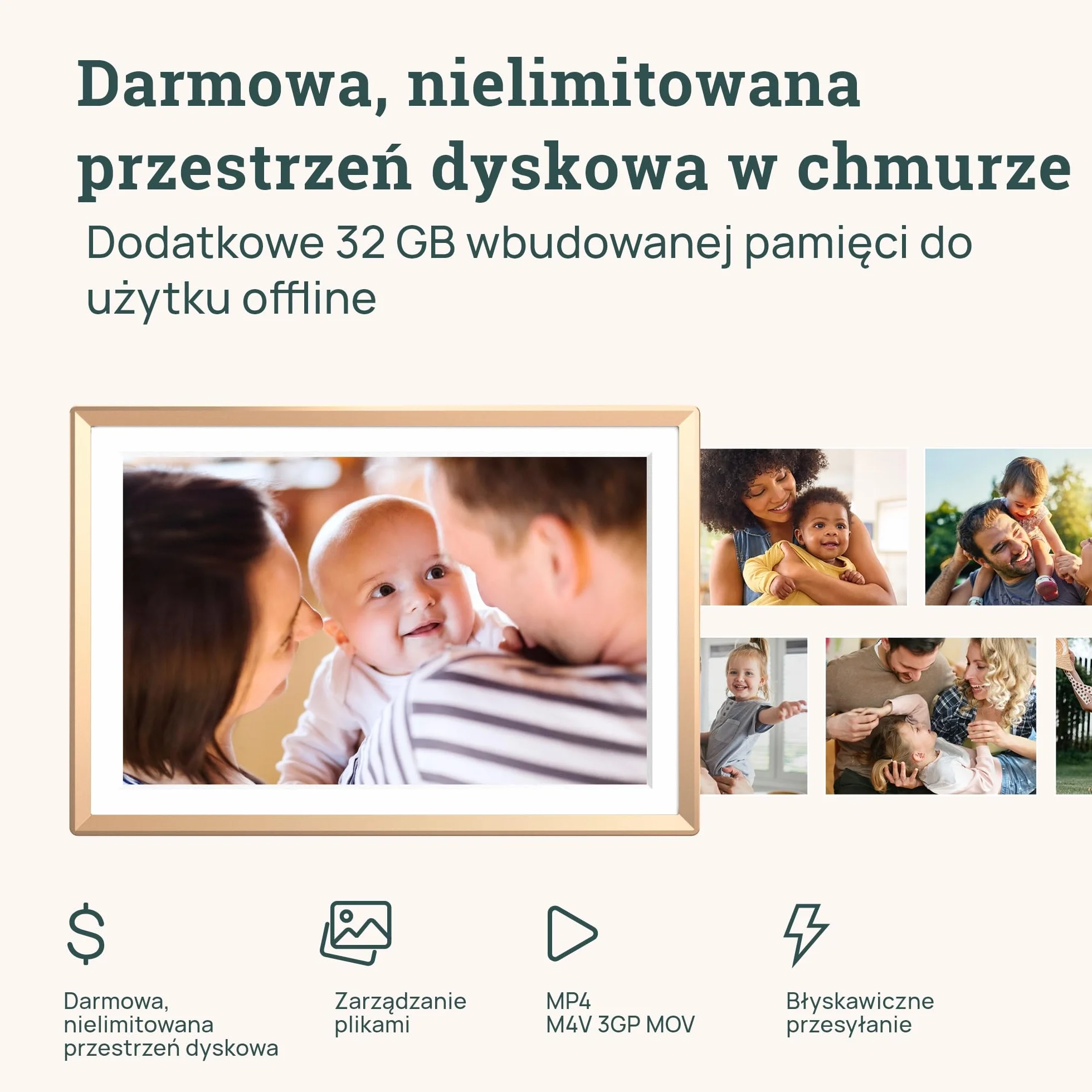 ARZOPA Cyfrowa Ramka na Zdjęcia WiFi 10,1" IPS Ekran Dotykowy HD Metalowa Bez Abonamentu D10 GOLD