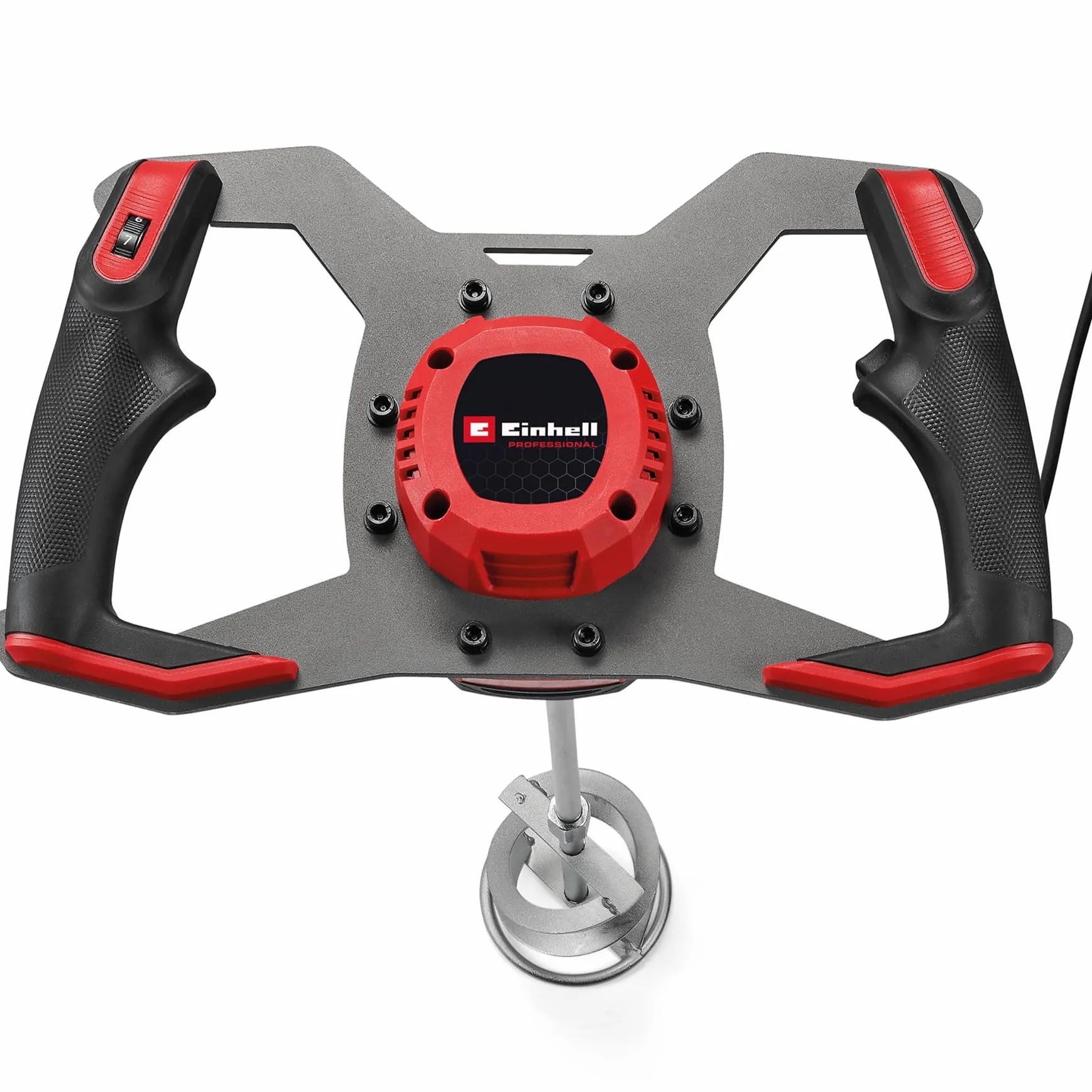 Einhell TP-MX 1700-2 CE mikser do farb i zapraw (1700 W, przyłącze M14, elektroniczna regulacja prędkości, 2-biegowa przekładnia, miękki start, w zestawie 1 x mieszadło Ø 120 mm) i 2 klucze nasadowe)