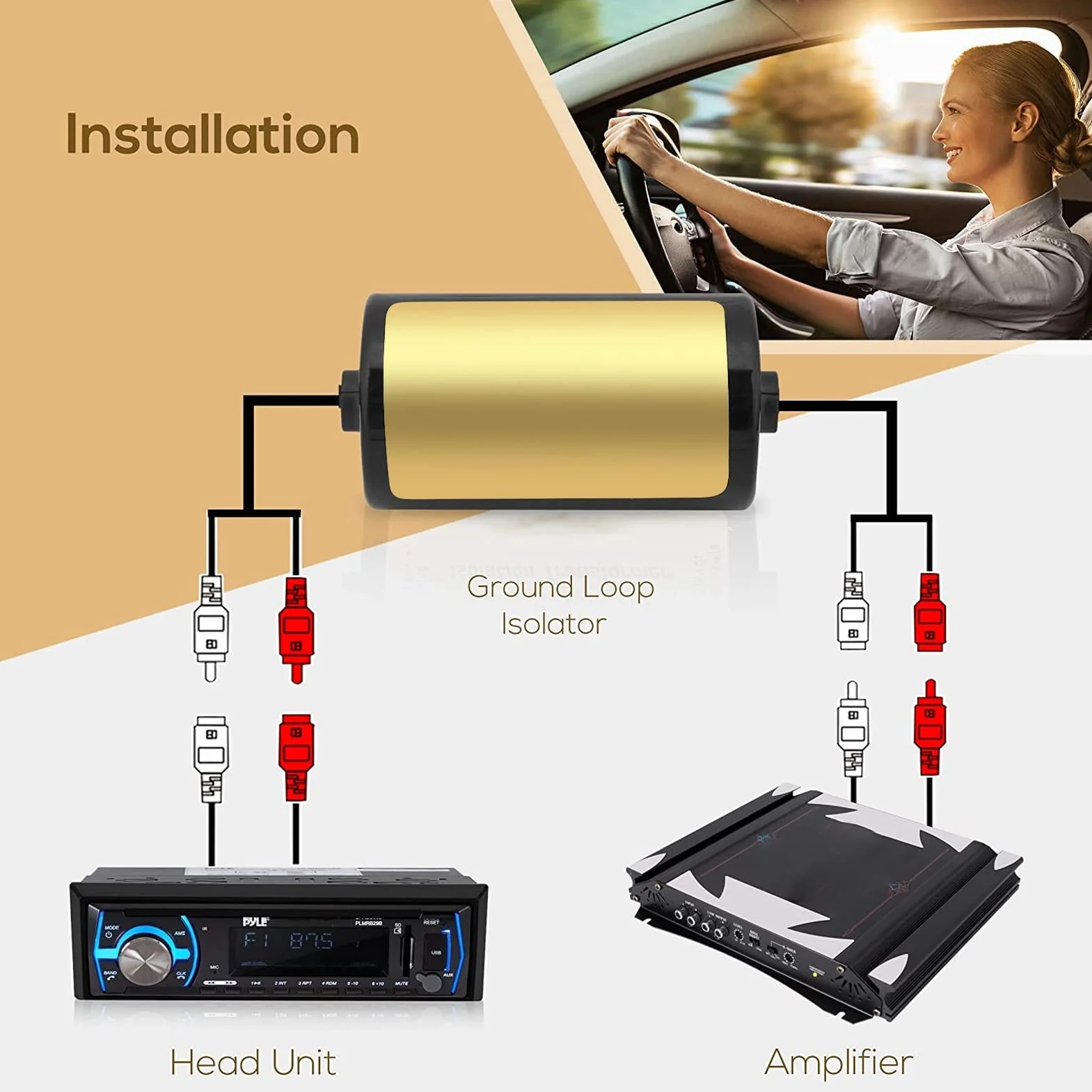 Filtr szumów radia audio, tłumik szumów 15 A, stereo, redukcja szumów, przeciwzakłóceniowy, wzmacniacz audio, filtr pętli uziemienia, izolator szumów do samochodowego systemu audio