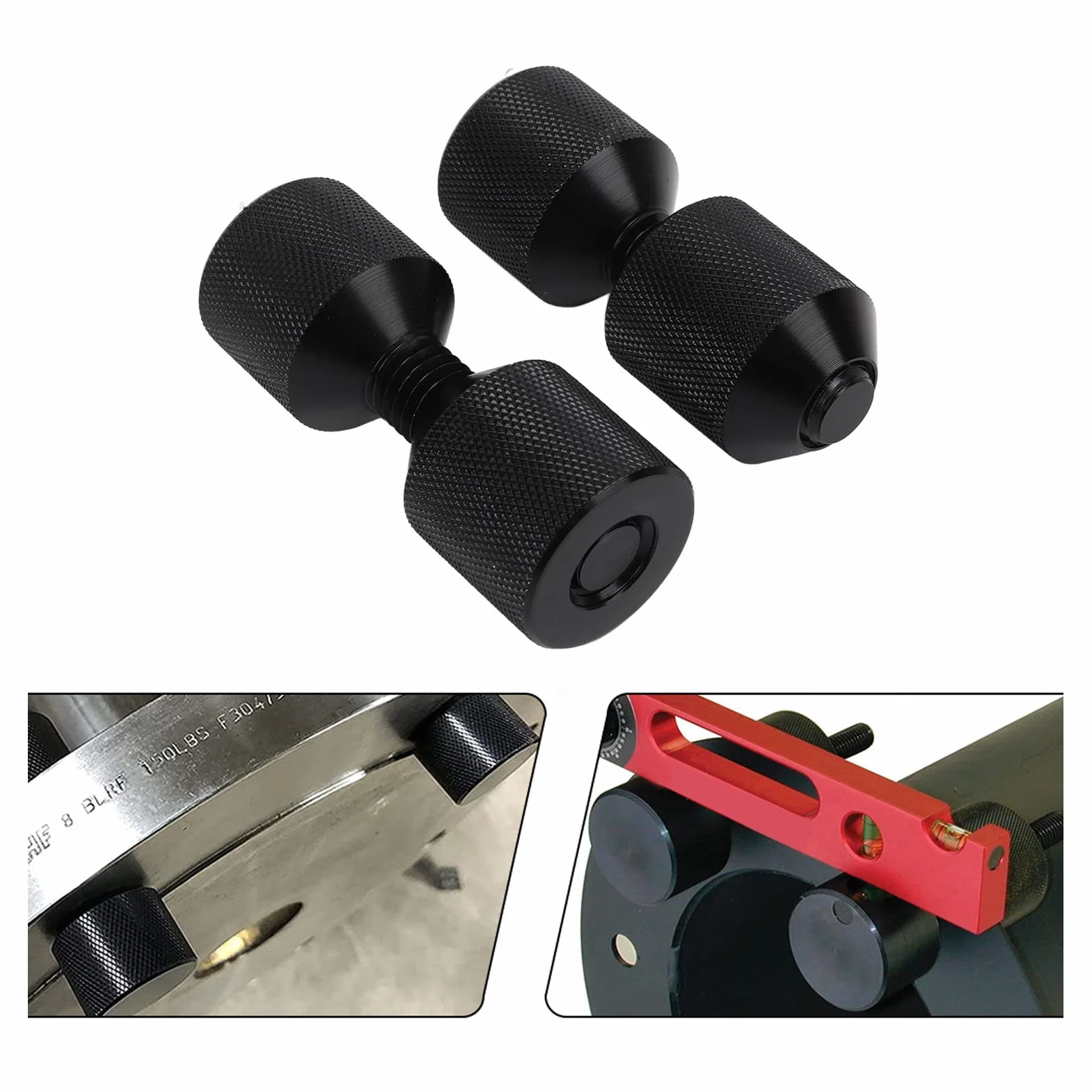 Zestaw 2 szt. Kołków 1-1/8in z 2 Otworami z Gwintem Aluminiowym 2-otworowym Kołnierzem do Ustawiania Kołków do Kołnierzy ASME 150LB od 1/2in-14 w