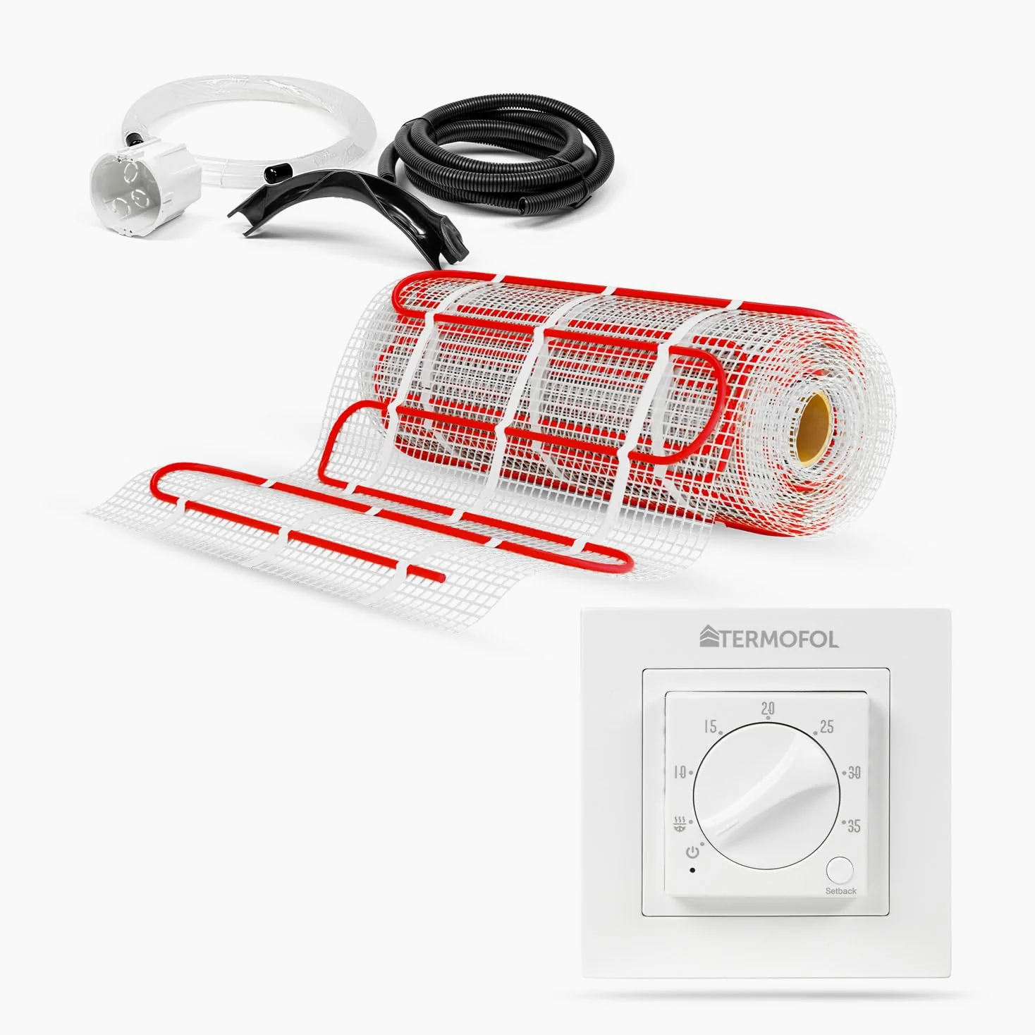 Termofol - Mata grzewcza | Kompletny zestaw do samodzielnego montażu | Moc: 150 W/m2 | Napięcie: 230 V | Powierzchnia 1,0 m² | Z termoregulatorem analogowym TF-H3
