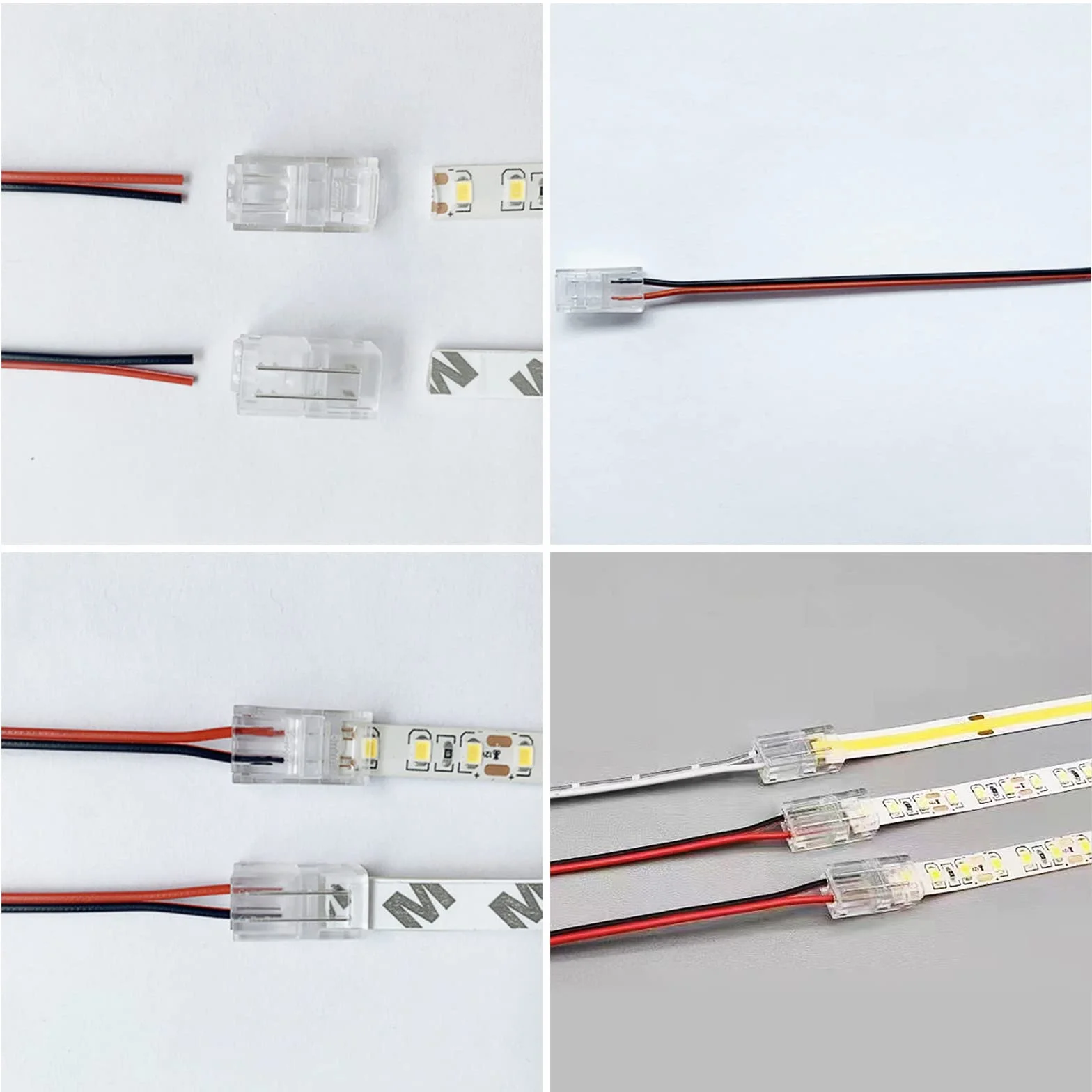 10 szt. 2-pinowych łączników taśmowych LED, szerokość 10 mm, bez przewodów, taśma lutownicza do przewodu, szybki adapter do wodoodpornej lub niewodoodpornej, jednokolorowej taśmy świetlnej LED
