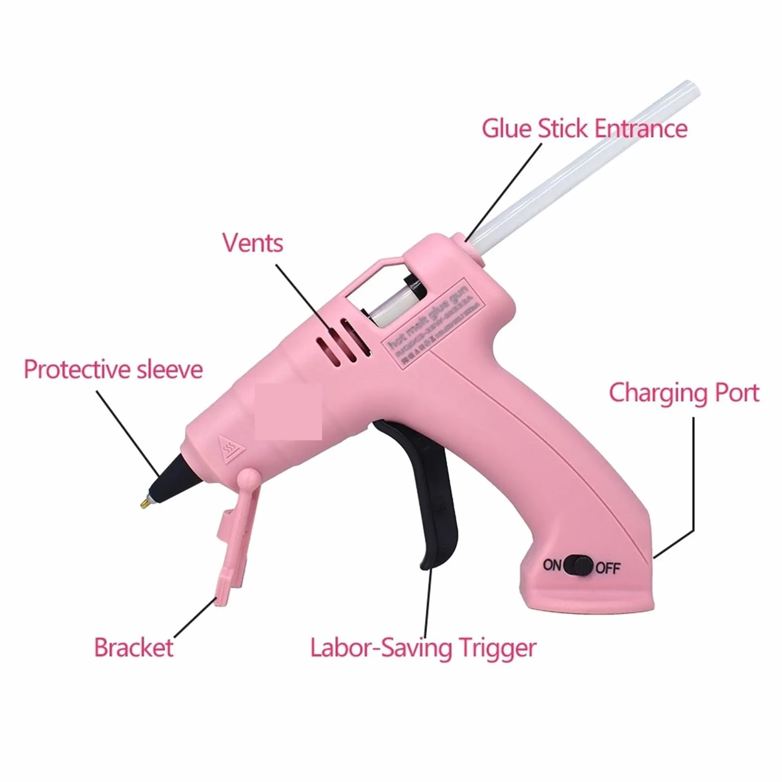 Bezprzewodowy Pistolet Do Klejenia Na Gorąco Dziecko Rękodzieło Domowe Naprawy DIY Użyj Kleju W Sztyfcie 7 Mm Bezprzewodowy Pistolet Do Klejenia 3,6 V 2000 MAh 60 Min Czas Użytkowania(SET-3)