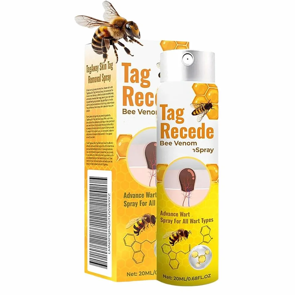 Tag Recede Bee Venom, spray do usuwania brodawek i znaczników jadu pszczół, spray do usuwania jadu pszczelego dla kobiet i mężczyzn, 20 ml/szt