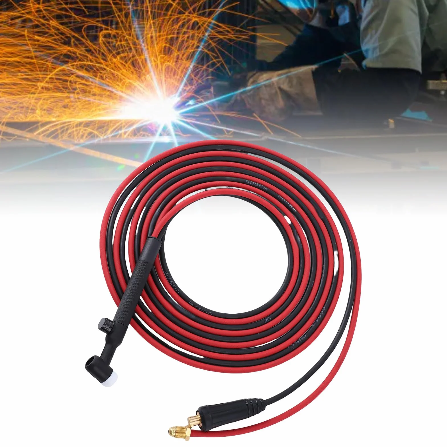 YWBL-WH WP-17V 150A TIG Spawanie TIG TORCH, 8M Rura Gazowa i Kabel, Przewód Zasilający Gumowy EPDM, Nylonowe Rękaw z Złączami w Stylu Europejskim do MIG135 MIG145 ARC200 MIG200