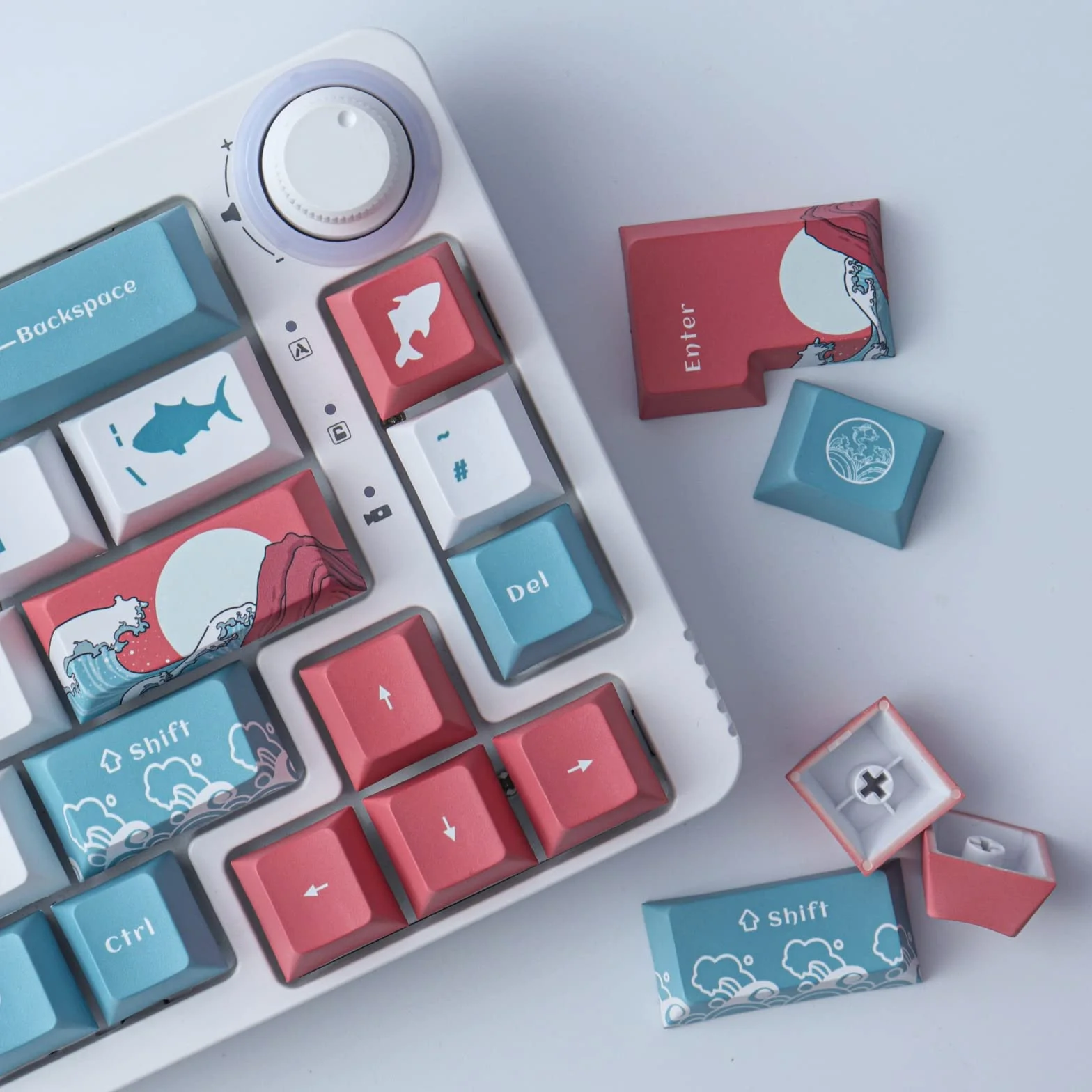 Nasadki klawiszy PBT, 100 klawiszy Cherry Profile Dye Sublimation, Coral Sea Keycaps do układu ISO/ANSI 61/64/68/87 Gateron MX przełączniki klawiatura mechaniczna